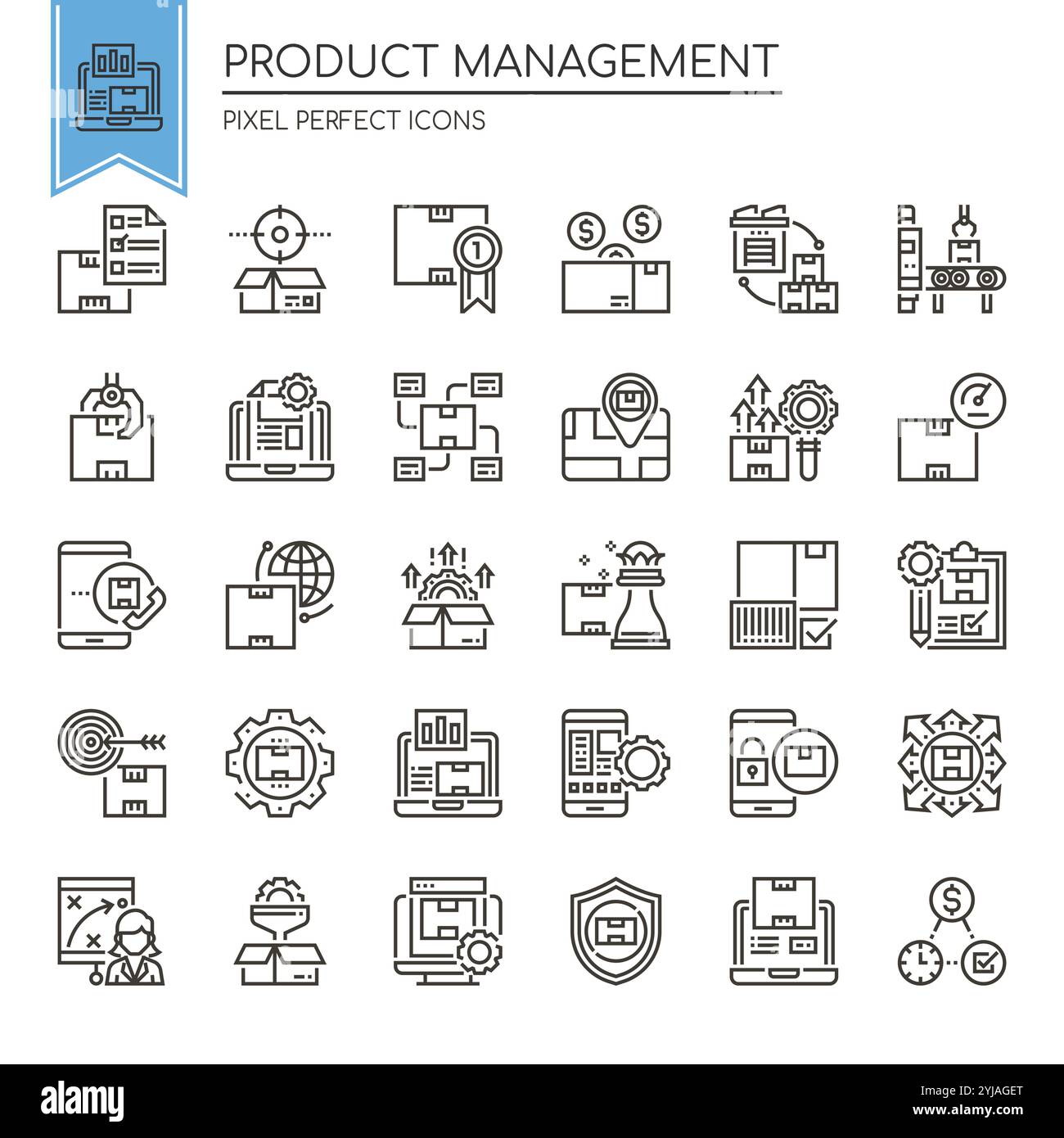 Produktmanagement , Thin Line und Pixel Perfect Icons Stock Vektor