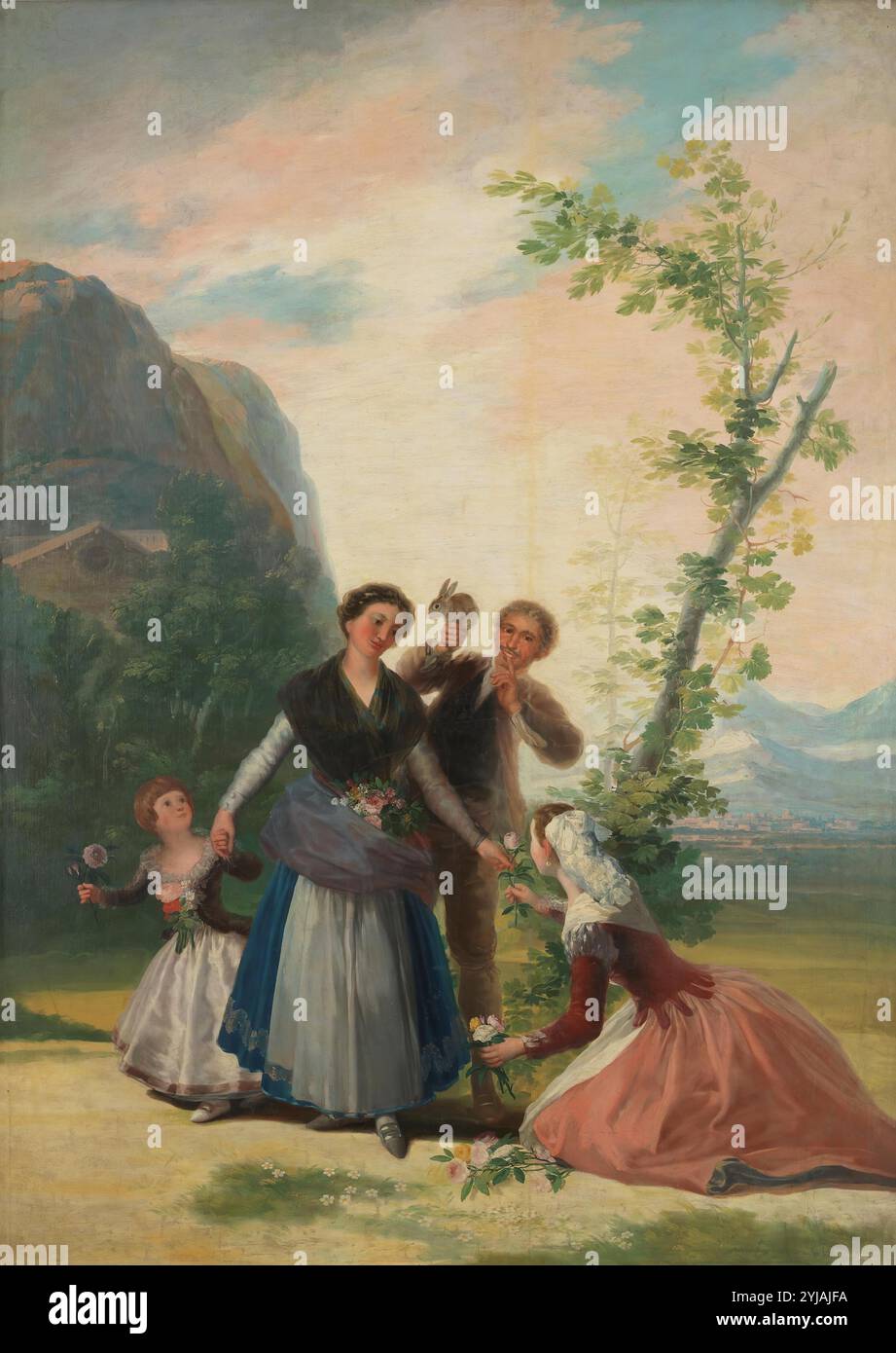 Francisco de Goya y Lucientes / 'die Blumenmädchen, oder Frühling', 1786, spanische Schule, Öl auf Leinwand, 277 cm x 192 cm, P00793. MUSEUM: MUSEO DEL PRADO, MADRID, SPANIEN. Stockfoto