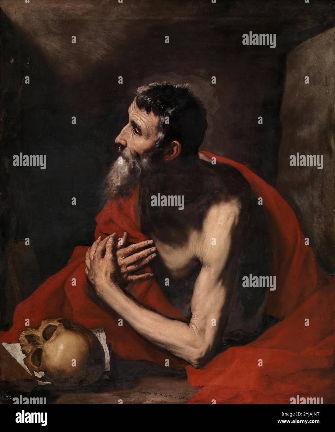 José de Ribera / 'Saint Jerome', 1644, spanische Schule, Öl auf Leinwand, 109 cm x 90 cm, P01096. MUSEUM: MUSEO DEL PRADO, MADRID, SPANIEN. Stockfoto