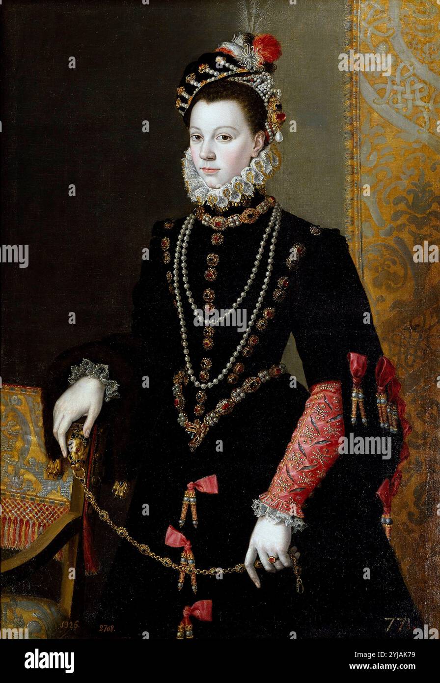 Juan Pantoja de la Cruz / Königin Isabel de Valois, dritte Frau von Felipe II., ca. 1605, spanische Schule, Öl auf Leinwand, 120,1 cm x 84 cm, P01030. MUSEUM: MUSEO DEL PRADO, MADRID, SPANIEN. Stockfoto