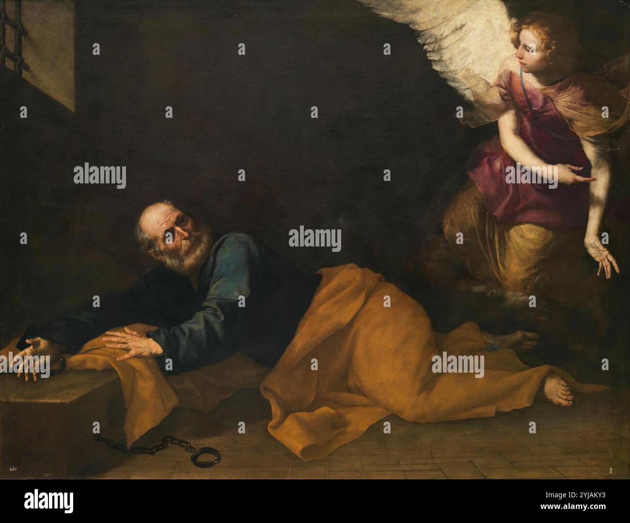 José de Ribera / 'Sankt Peter befreit von einem Engel', 1639, spanische Schule, Öl auf Leinwand, 177 cm x 232 cm, P01073. MUSEUM: MUSEO DEL PRADO, MADRID, SPANIEN. Stockfoto