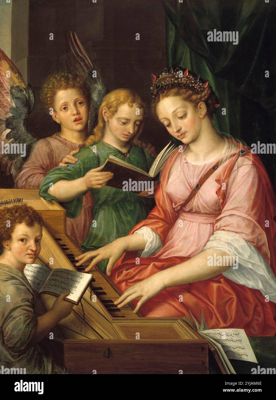 Michiel i Coxie / 'Saint Cecile', 1569, Flämische Schule, Öl auf Leinwand, 136 cm x 104 cm, P01467. MUSEUM: MUSEO DEL PRADO, MADRID, SPANIEN. Stockfoto