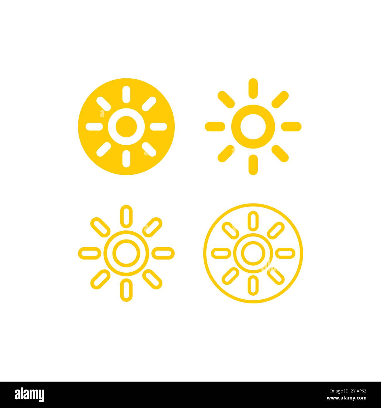 Sonnensymbol Set Vektor-Illustration. Sonnenschein-Logo Stock Vektor