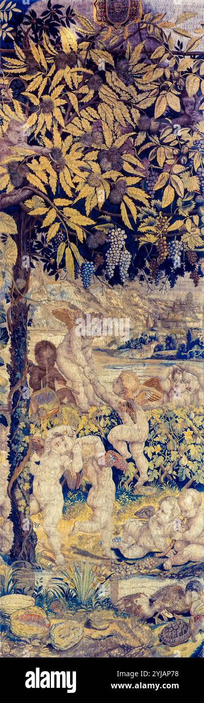 Giulio Romano (Giulio Pippi), Wandteppich mit Putti, 1540-1545 Stockfoto