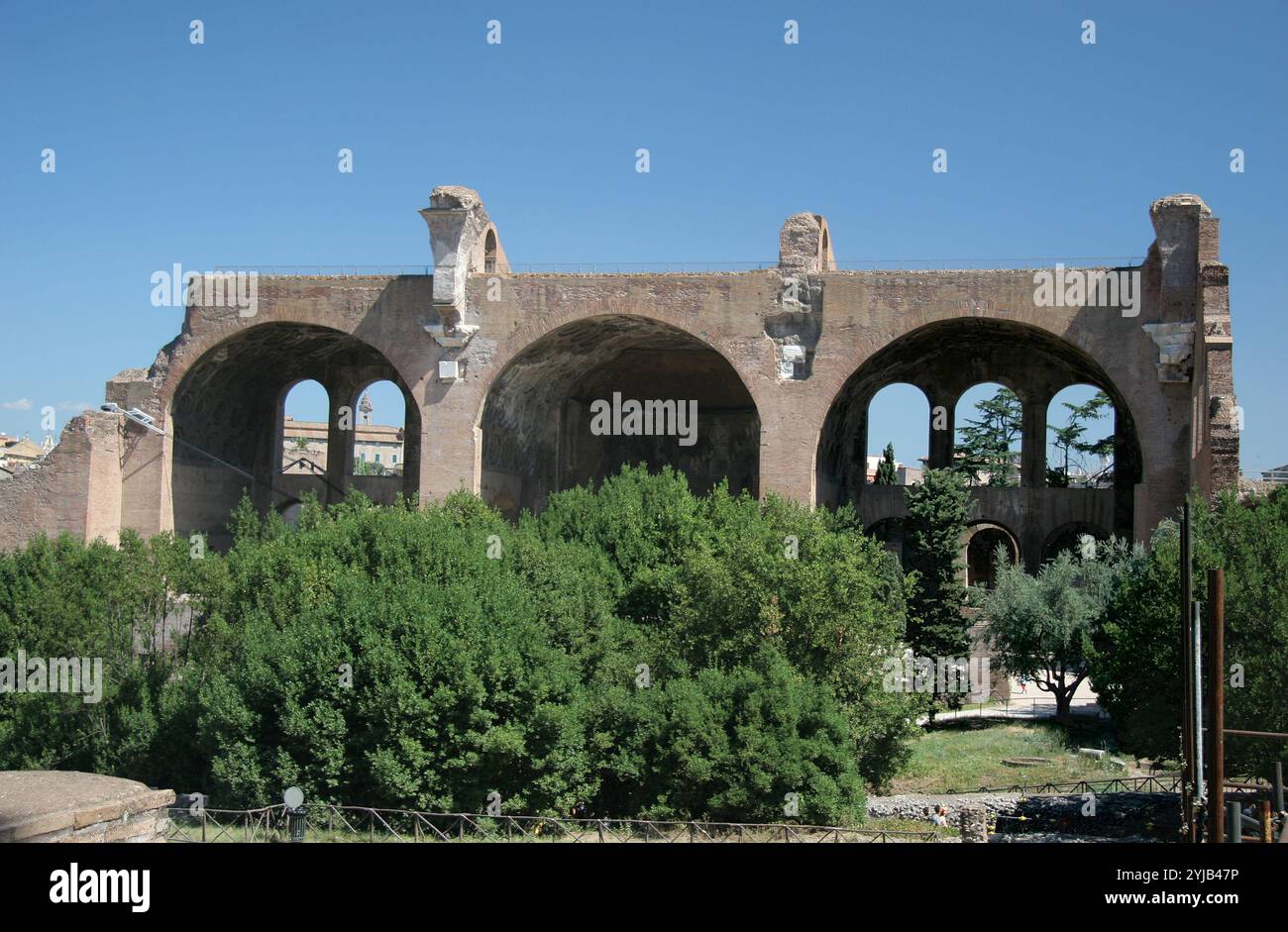 Basilika von Maxentius und Konstantin. 4. Jahrhundert. Altes öffentliches Gebäude. Forum Romanum. Rom. Italien. Stockfoto