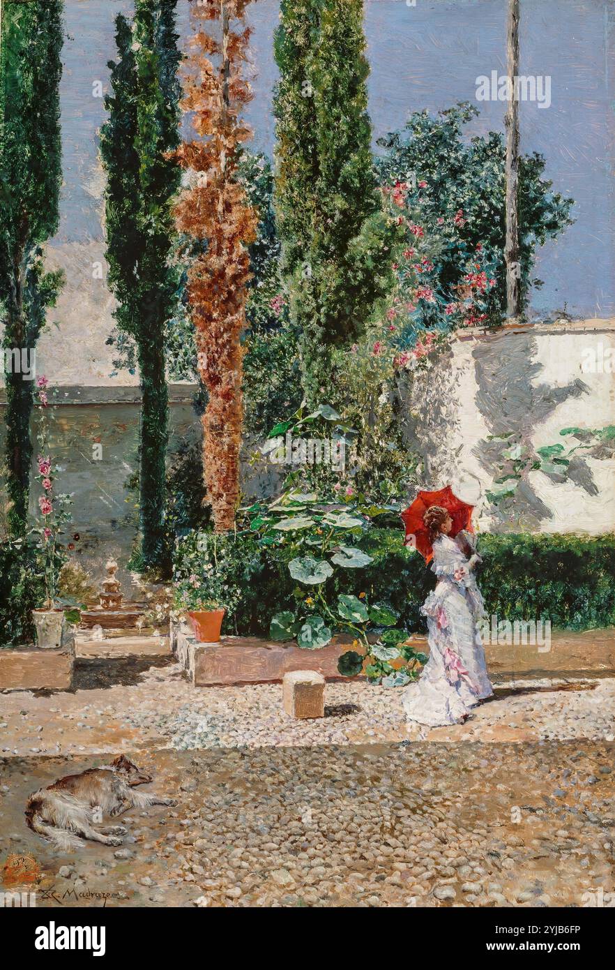 Mariano Fortuny Marsal; Raimundo de Madrazo y Garreta / 'Jardín de la casa de Fortuny', ca. 1872, spanische Schule, Öl auf Platte, 40 cm x 28 cm, P02613. MUSEUM: MUSEO DEL PRADO, MADRID, SPANIEN. Stockfoto