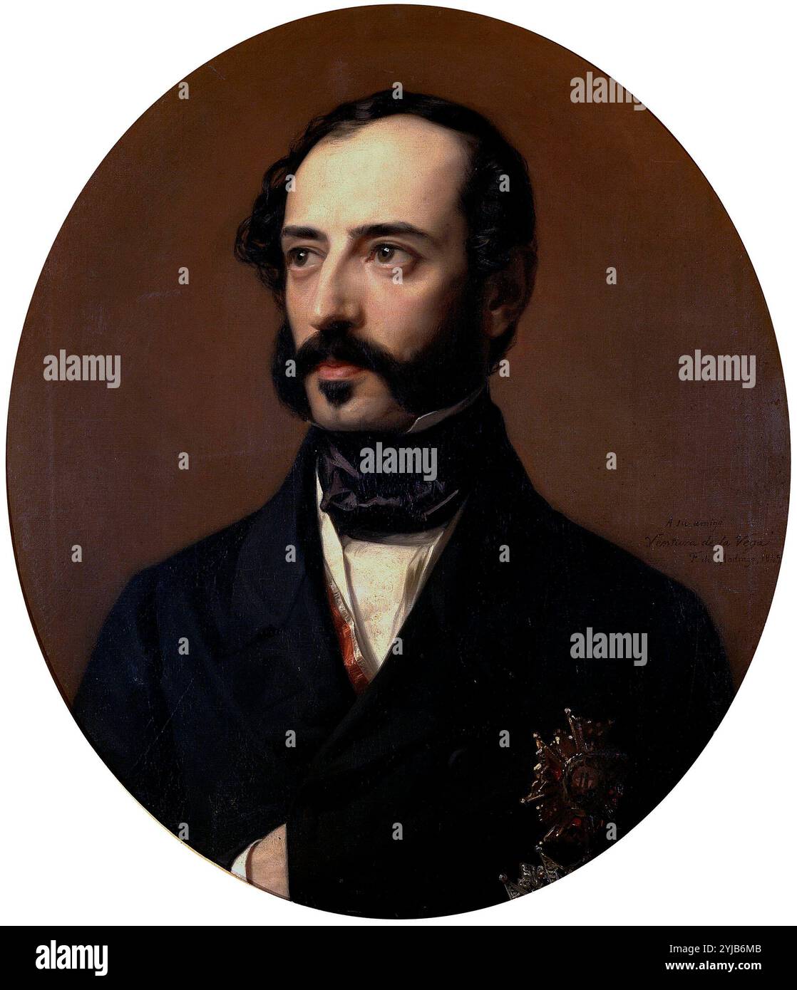 Federico de Madrazo y Kuntz / 'Ventura de la Vega', 1849, spanische Schule, Öl auf Leinwand, 61 cm x 52 cm, P04457. MUSEUM: MUSEO DEL PRADO, MADRID, SPANIEN. Stockfoto