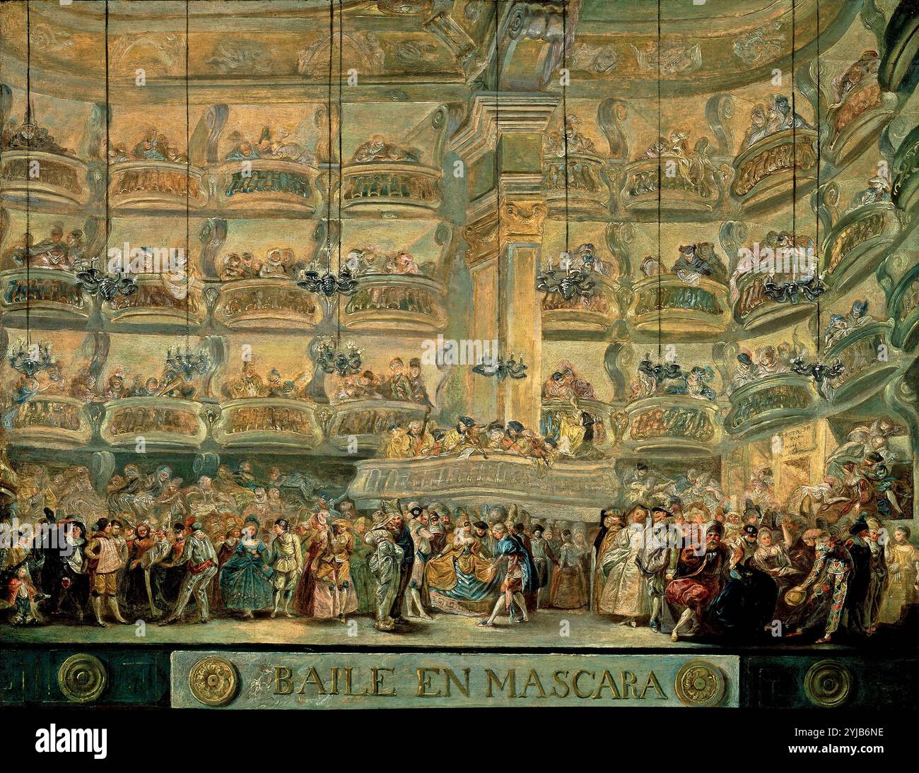 Luis Paret y Alcázar / 'maskierter Ball', ca. 1767, spanische Schule, Öl auf Platte, 40 cm x 51 cm, P02875. MUSEUM: MUSEO DEL PRADO, MADRID, SPANIEN. Stockfoto