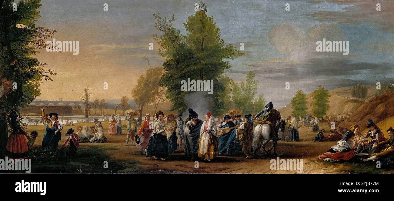 José del Castillo / 'die Wiese des heiligen Isidore', 1785, spanische Schule, Öl auf Leinwand, 49 cm x 99,5 cm, P07723. MUSEUM: MUSEO DEL PRADO, MADRID, SPANIEN. Stockfoto