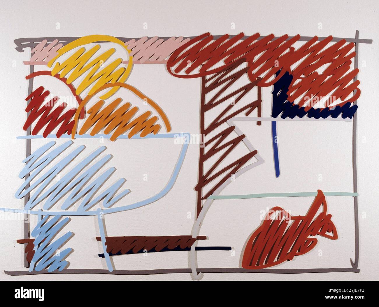 WESSELMANN, Tom. PINTOR NORTEAMERICANO. 1931 - 2004. "Schnelle SKIZZE STILLLEBEN MIT OBST UND GOLDFISCH'. Stockfoto