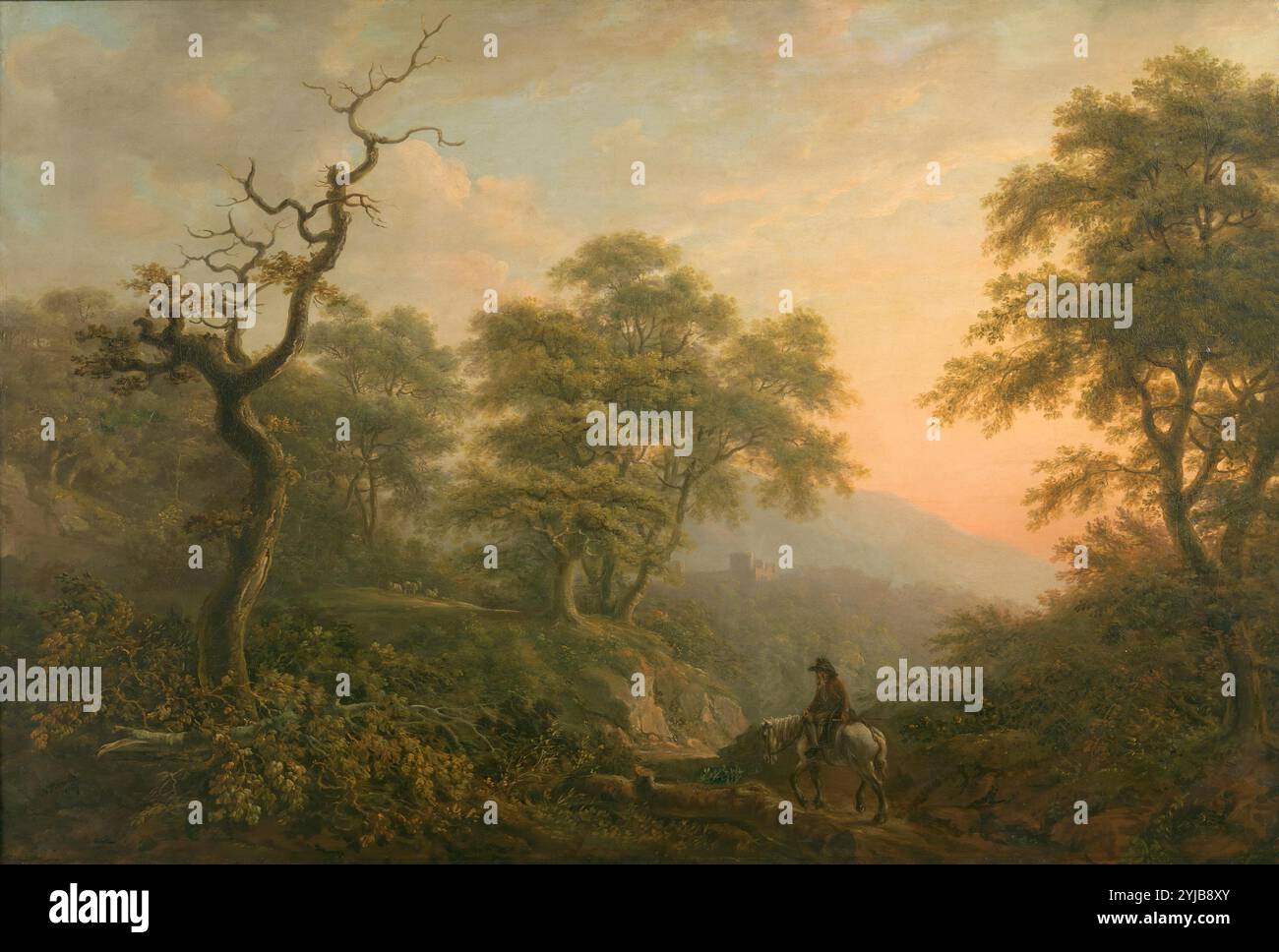 Nicholas Pocock / 'Paisaje con figura a caballo', 1787, British School, Öl auf Leinwand, 76 cm x 113 cm, P06982. MUSEUM: MUSEO DEL PRADO, MADRID, SPANIEN. Stockfoto