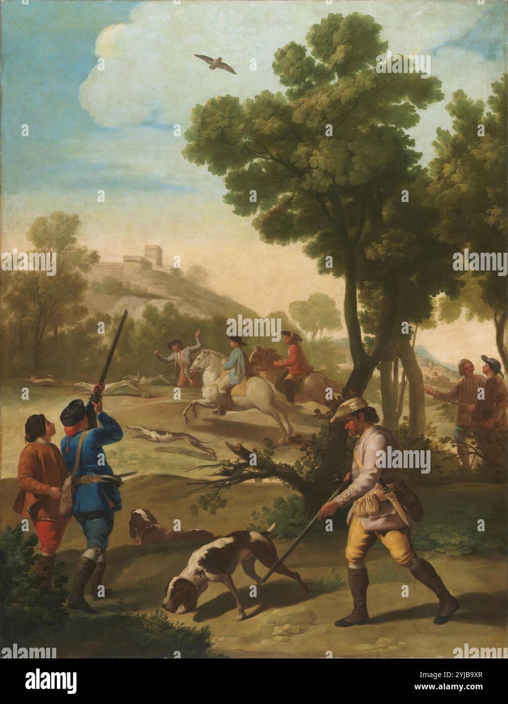 Francisco de Goya y Lucientes / 'A Hunting Party', 1775, spanische Schule, Öl auf Leinwand, 290 cm x 226 cm, P02857. MUSEUM: MUSEO DEL PRADO, MADRID, SPANIEN. Stockfoto