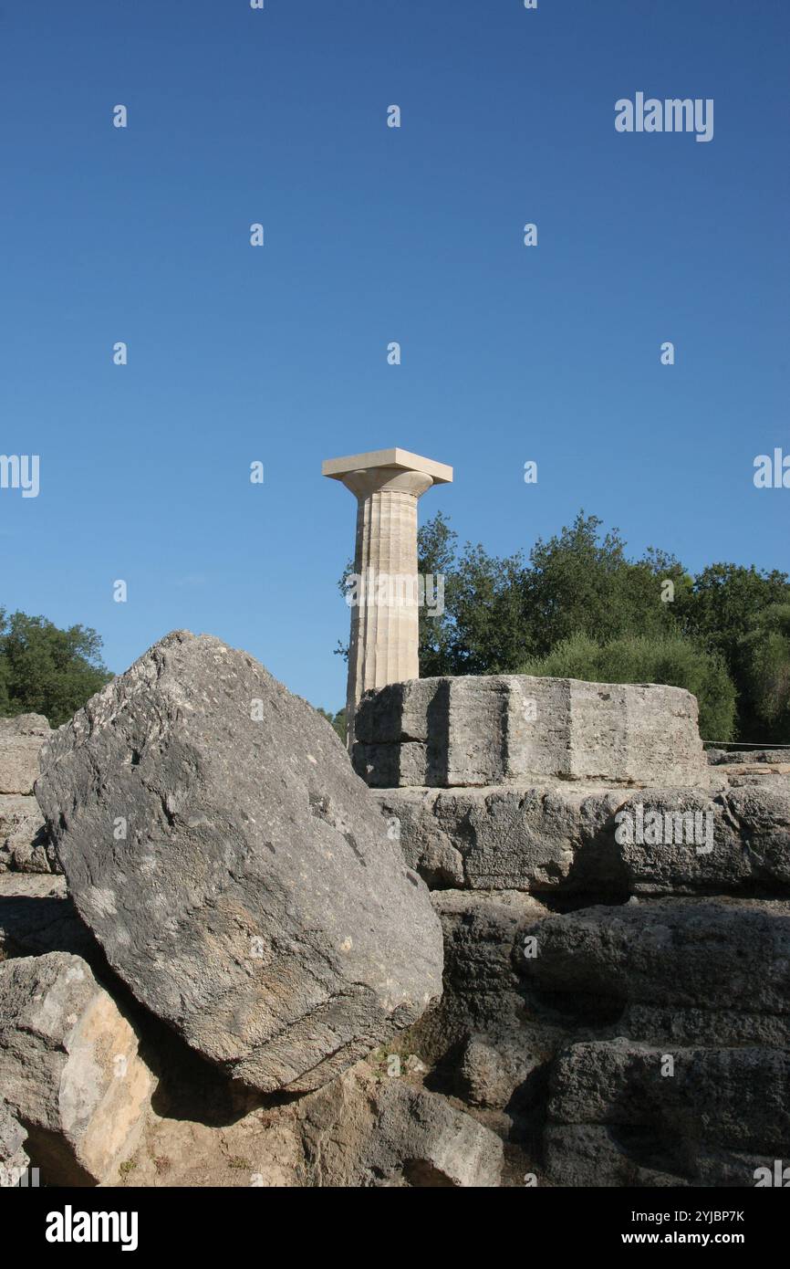 Olympia. Tempel des Zeus. Antike griechische Tempel. Dorische Ordnung.c.472-456 v. Chr. Griechenland Stockfoto