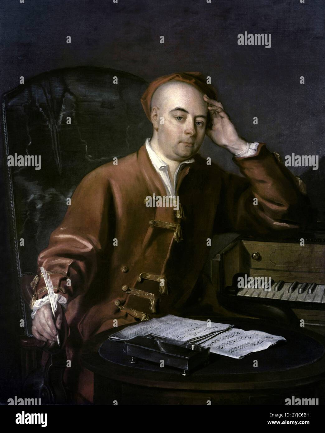 Philippe Mercier/' Portrait von Georg Friedrich Händel", 1720, 125 x 102 cm. Stockfoto
