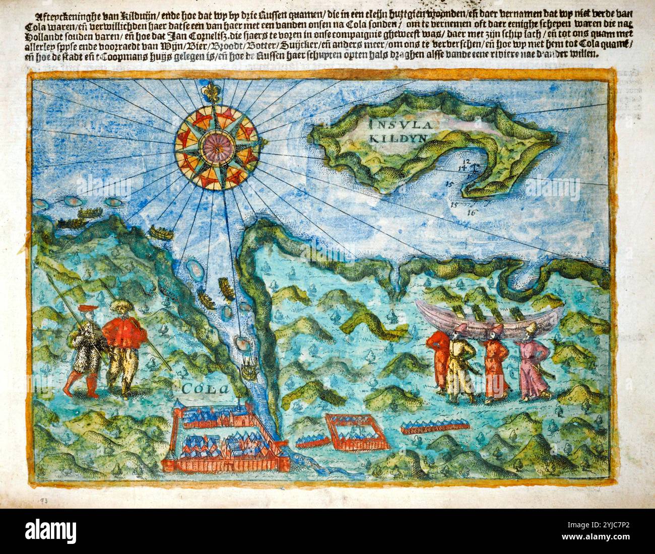 William Barenst letzte Reise 1596–, das Camp in Kola, wo die Expedition am 30.8,1596. Ankam. WILLEM BARENTS. Stockfoto