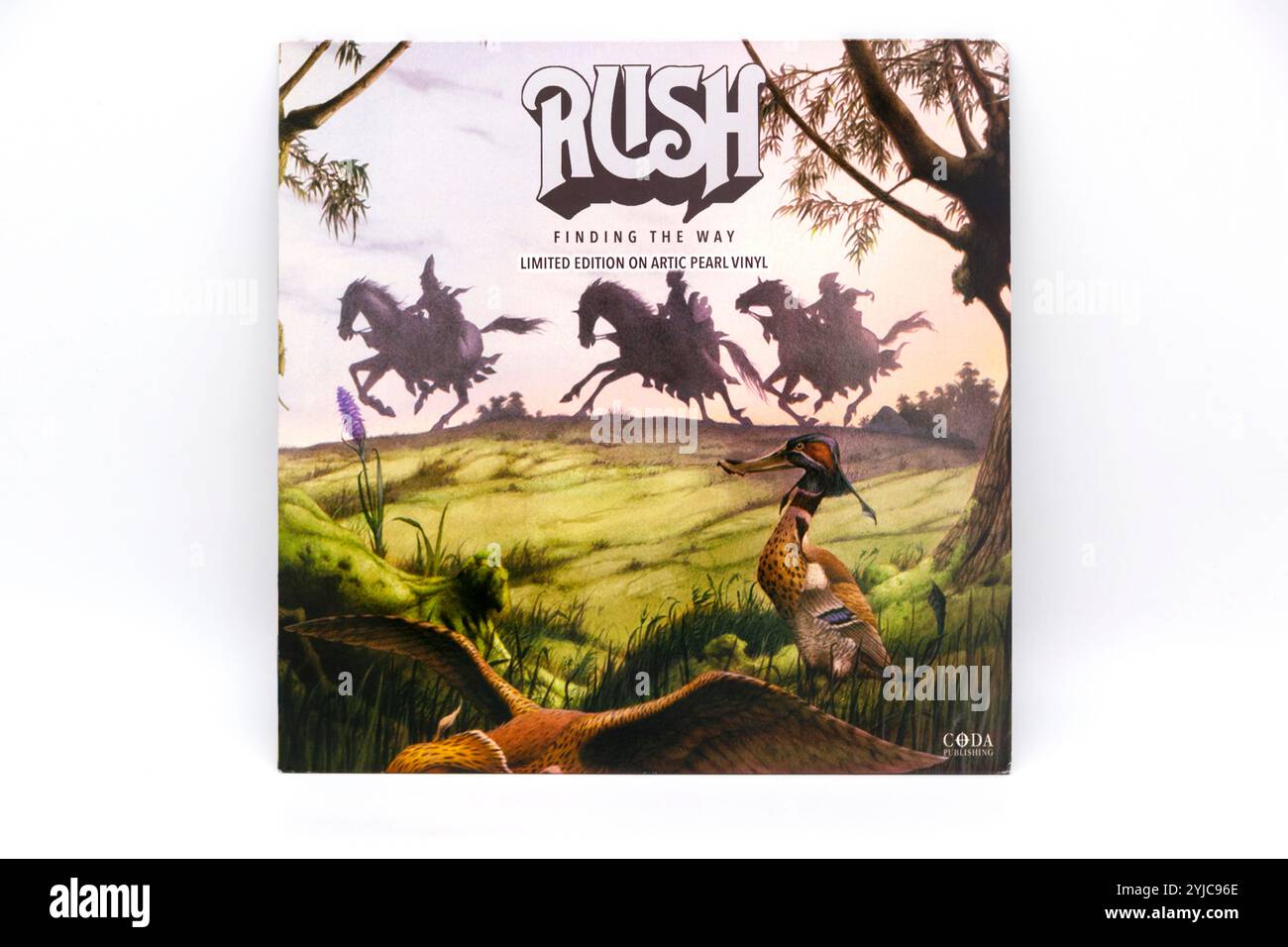 Rush Classic Vintage LP Cover Hülle, die den Weg in limitierter Auflage auf Artic Pearl Vinyl Arctic Pearl findet Stockfoto