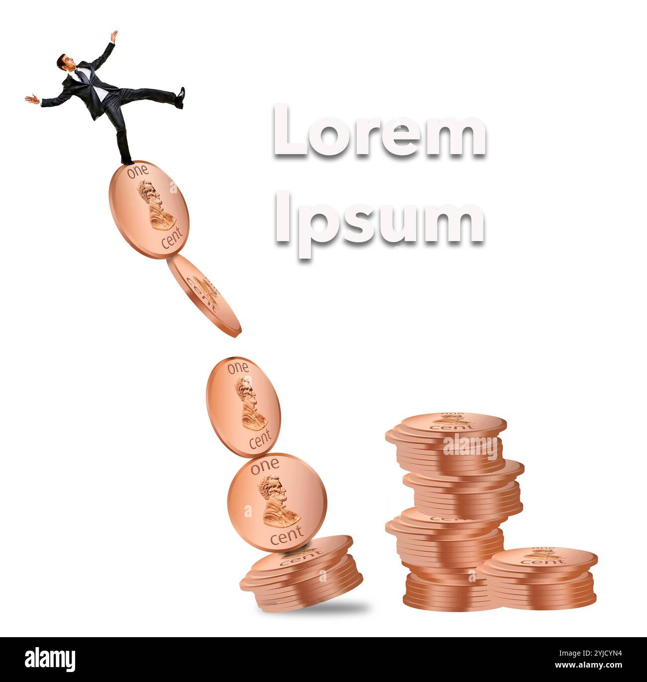 Scrimp und sparen Sie Geld und dann wird alles durch eine medizinische Rechnung oder Haus Reparatur Notfall genommen. Ein Typ läuft auf seinen Pennys und verliert alles Stockfoto