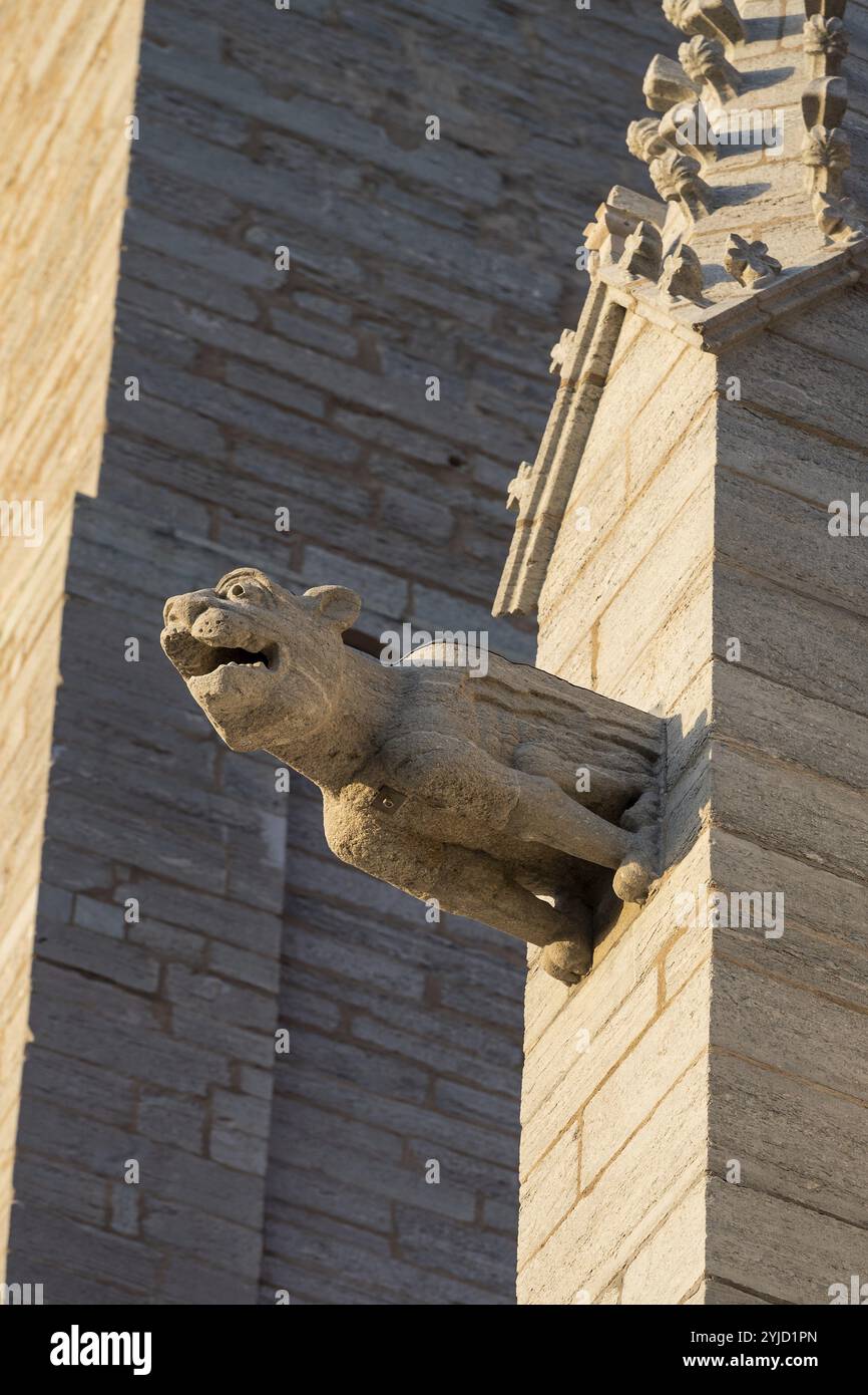 Mythologische Figur wie Wasserspeier, mittelalterliche Kathedrale, Visby Kathedrale, St. Marienkirche, ehemalige Hansestadt Visby, UNESCO-Weltkulturerbe, Go Stockfoto