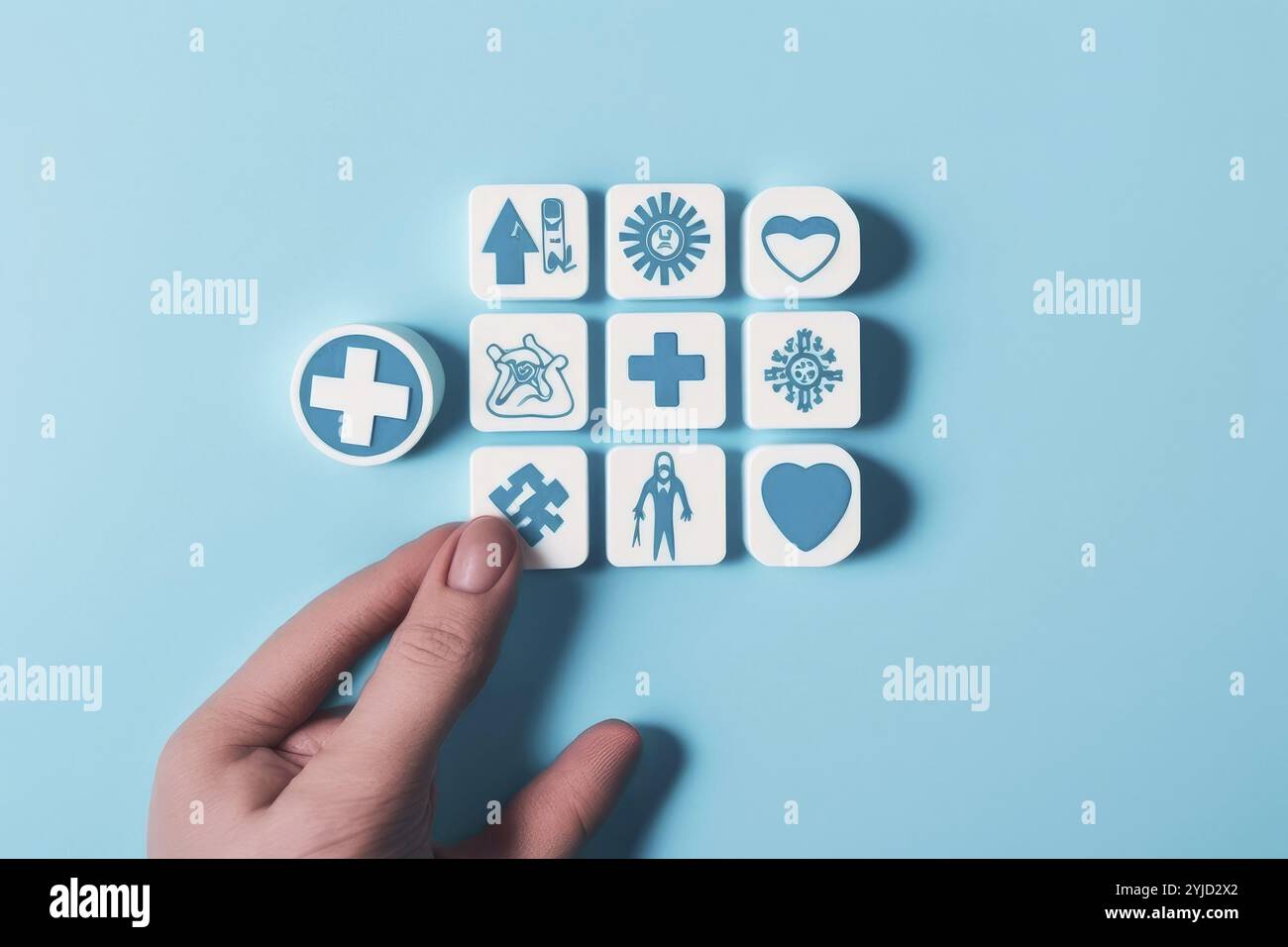 Abbildungen von Symbolen im Gesundheitswesen. Premium-Qualität. Einfache dünne Ausführung. Moderne Umrisssymbole, Piktogramme. Stockfoto