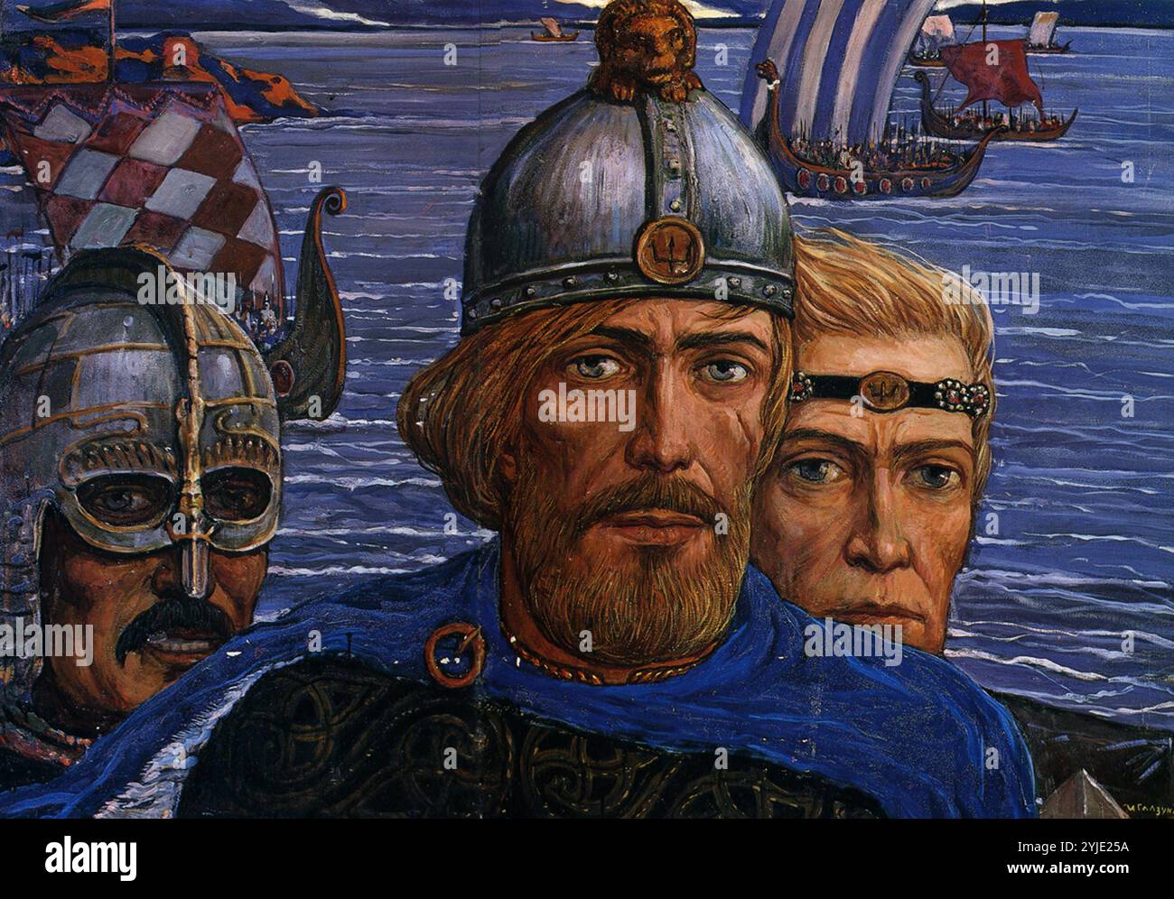 Enkel von Gostomysl: Rurik, Sineus und Truvor. Museum: PRIVATE SAMMLUNG. Autor: Ilja Sergejewitsch Glazunow. Copyright: Dieses Bildmaterial ist nicht gemeinfreie Inhalte. Es liegt in Ihrer Verantwortung, vor der Veröffentlichung alle erforderlichen Genehmigungen Dritter vom Urheberrechtler in Ihrem Land einzuholen. Stockfoto