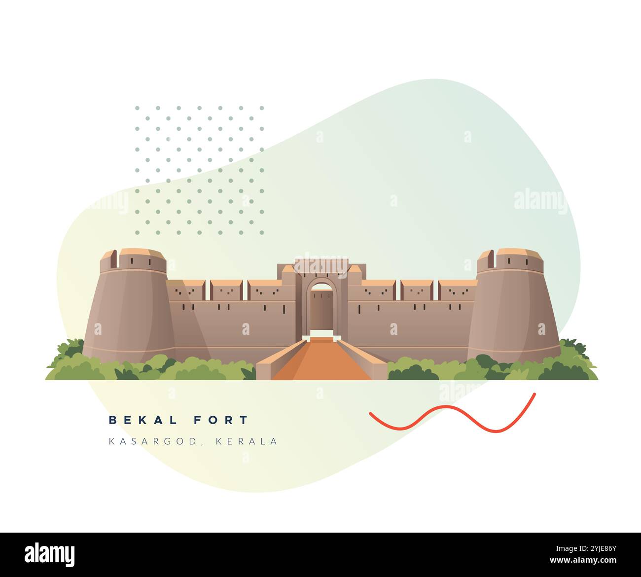 Bekal Fort – erbaut von Shivappa Nayaka aus Keladi in der Nähe von Kasargod, Kerala – Stockbild als EPS 10 File Stock Vektor