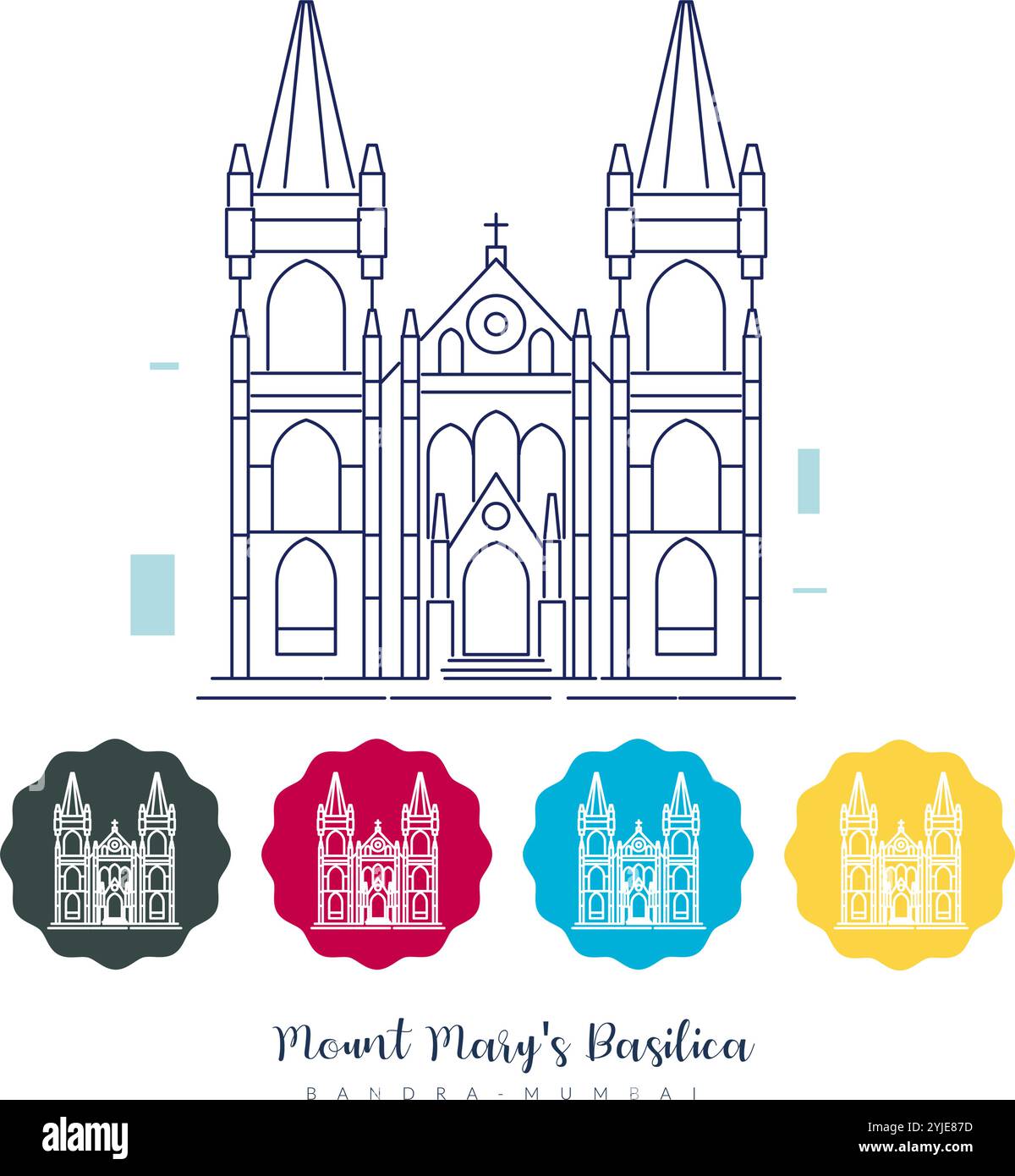 Mount Mary's Basilica - Bandra Mumbai - Stock Illustration als EPS 10 Datei Stock Vektor