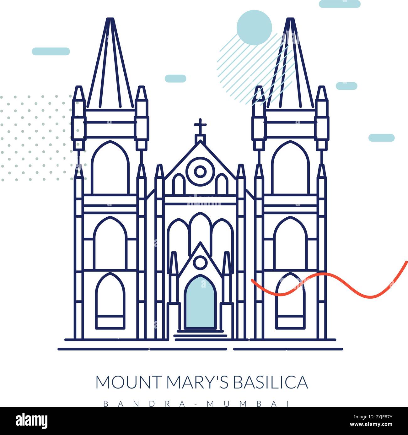 Mount Mary's Basilica - Bandra Mumbai - Stock Illustration als EPS 10 Datei Stock Vektor