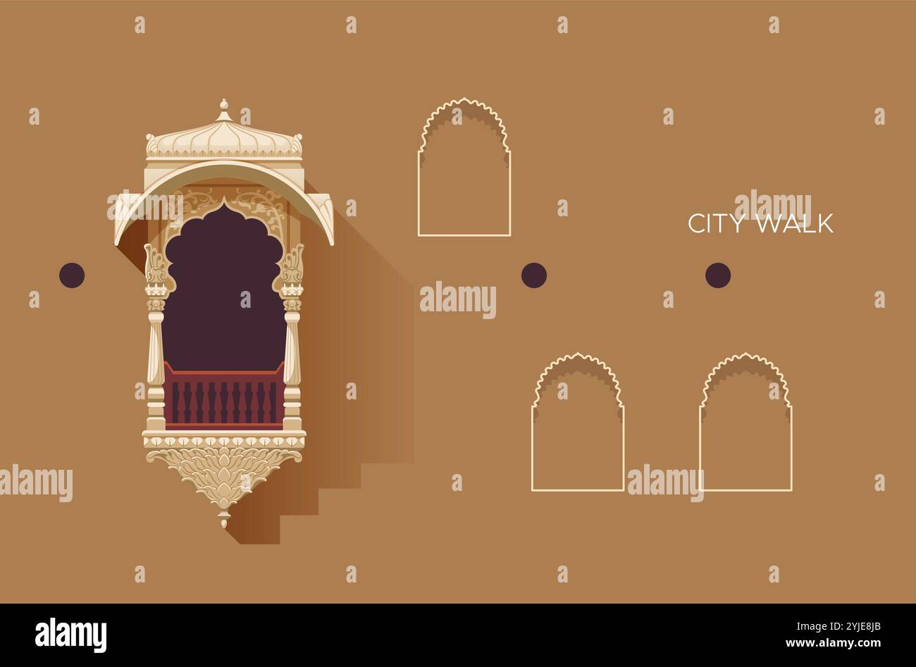 CityWalk – traditionelles Rajasthani-Fenster – Stock-Illustration als EPS 10-Datei Stock Vektor