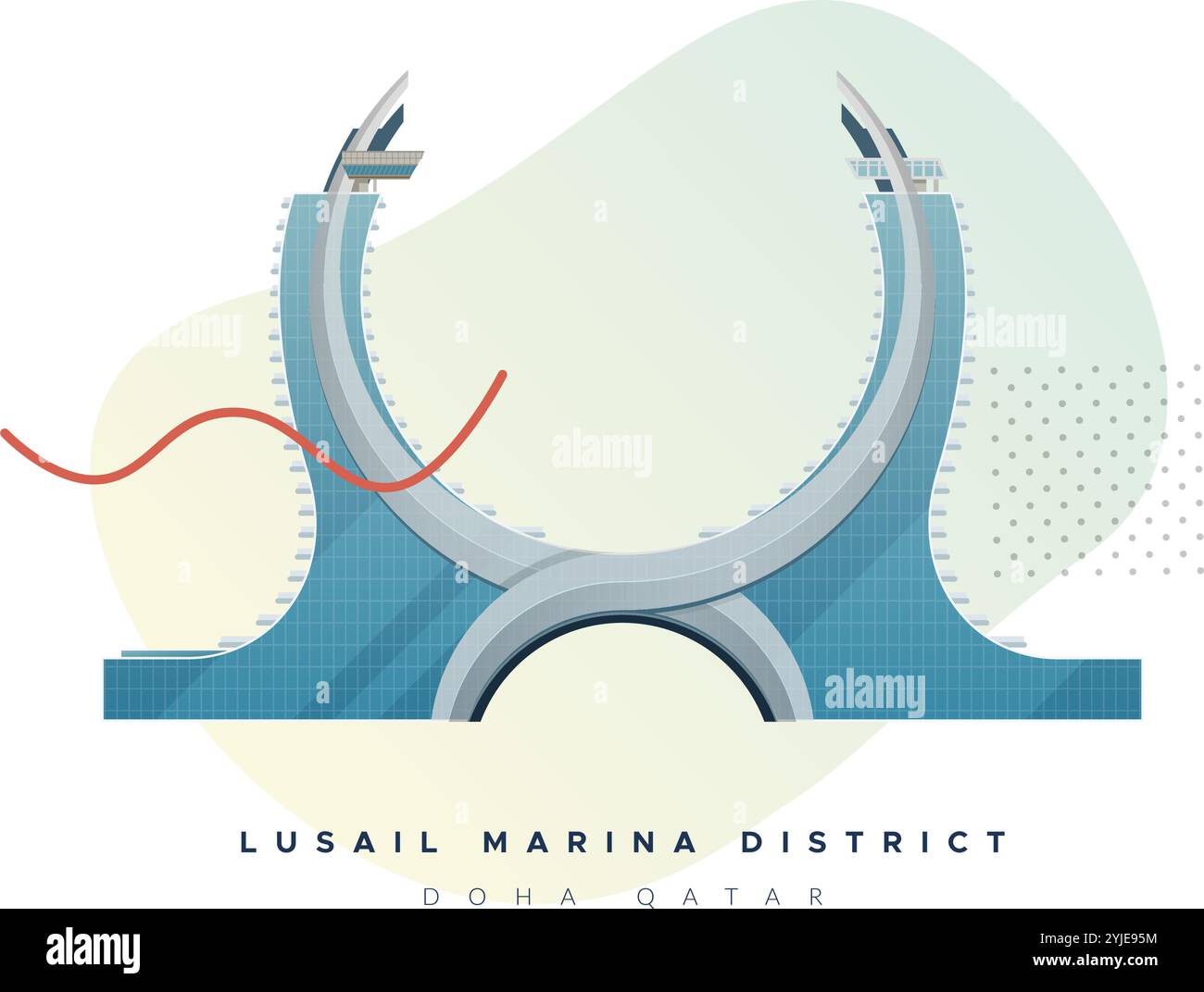 Lusail Yachthafenviertel – Symbol der Stadt – Stock-Illustration als EPS 10-Datei Stock Vektor