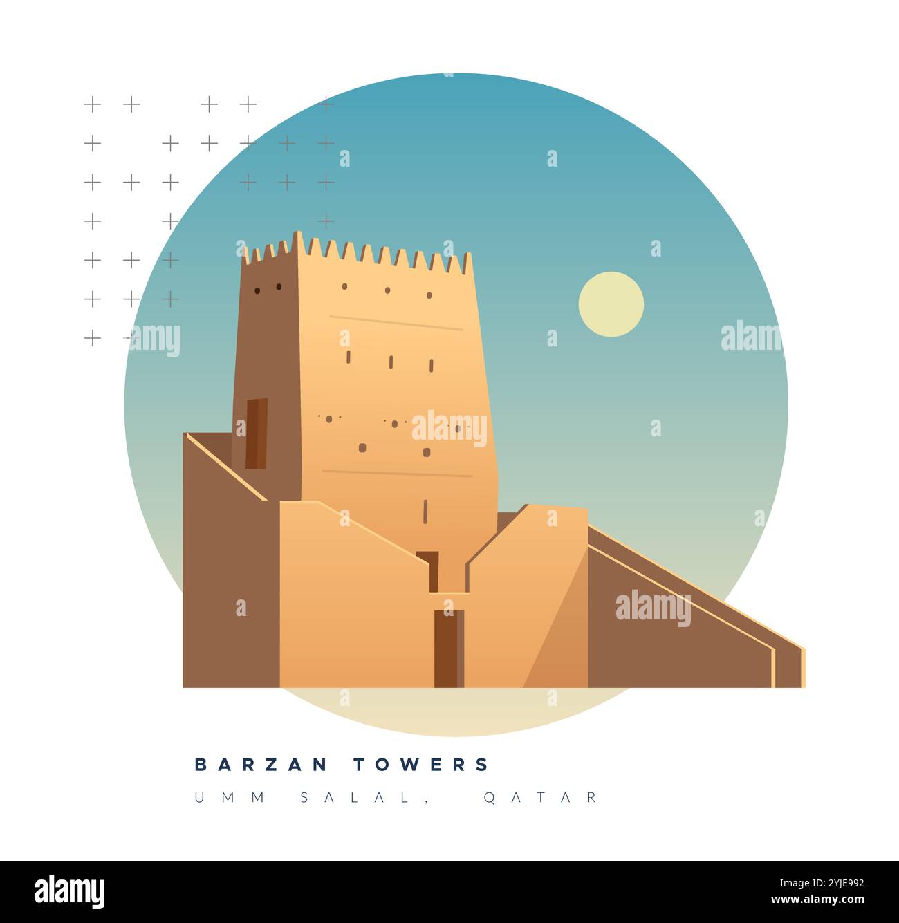 Barzan Towers - Umm Salal Mohammed Fort Towers - Stockbild als EPS 10 Datei Stock Vektor