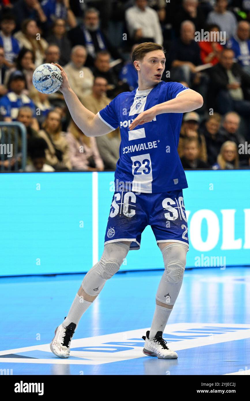 Solobild Ole Pregler (VfL Gummersbach 23) GER, VfL Gummersbach vs. Bergischer HC, Handball, DHB-Pokal, Achtelfinale, 14.11.2024 Foto: Eibner-Pressefoto/Jürgen Augst Stockfoto