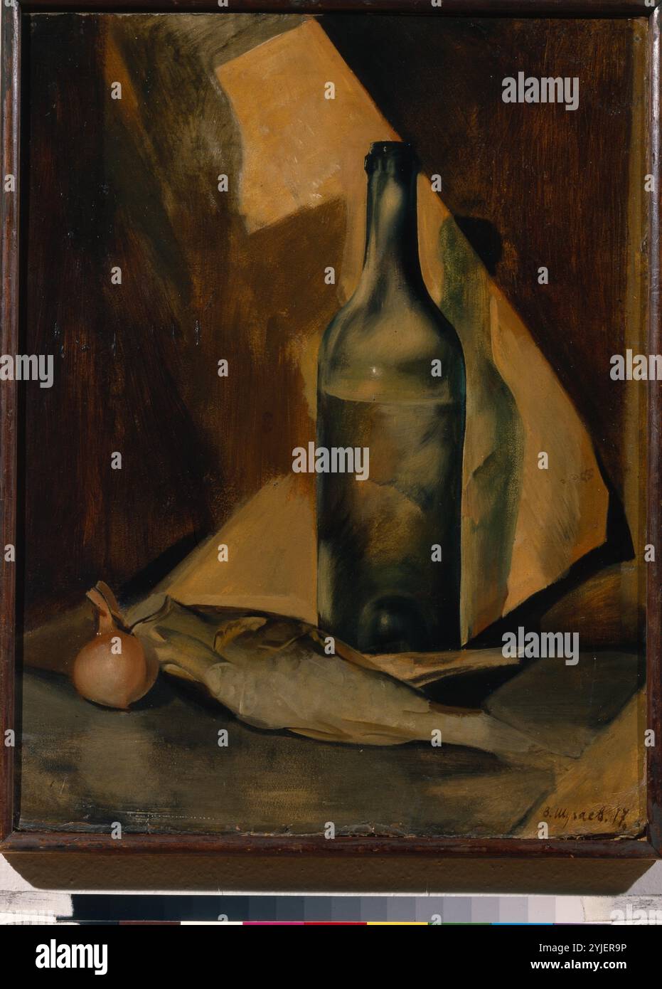 Stillleben mit einer Flasche und Vobla. Museum: Staatliche Tretjakow-Galerie, Moskau. Autor: Wasili Iwanowitsch Schuschajew. Copyright: Dieses Bildmaterial ist nicht gemeinfreie Inhalte. Es liegt in Ihrer Verantwortung, vor der Veröffentlichung alle erforderlichen Genehmigungen Dritter vom Urheberrechtler in Ihrem Land einzuholen. Stockfoto