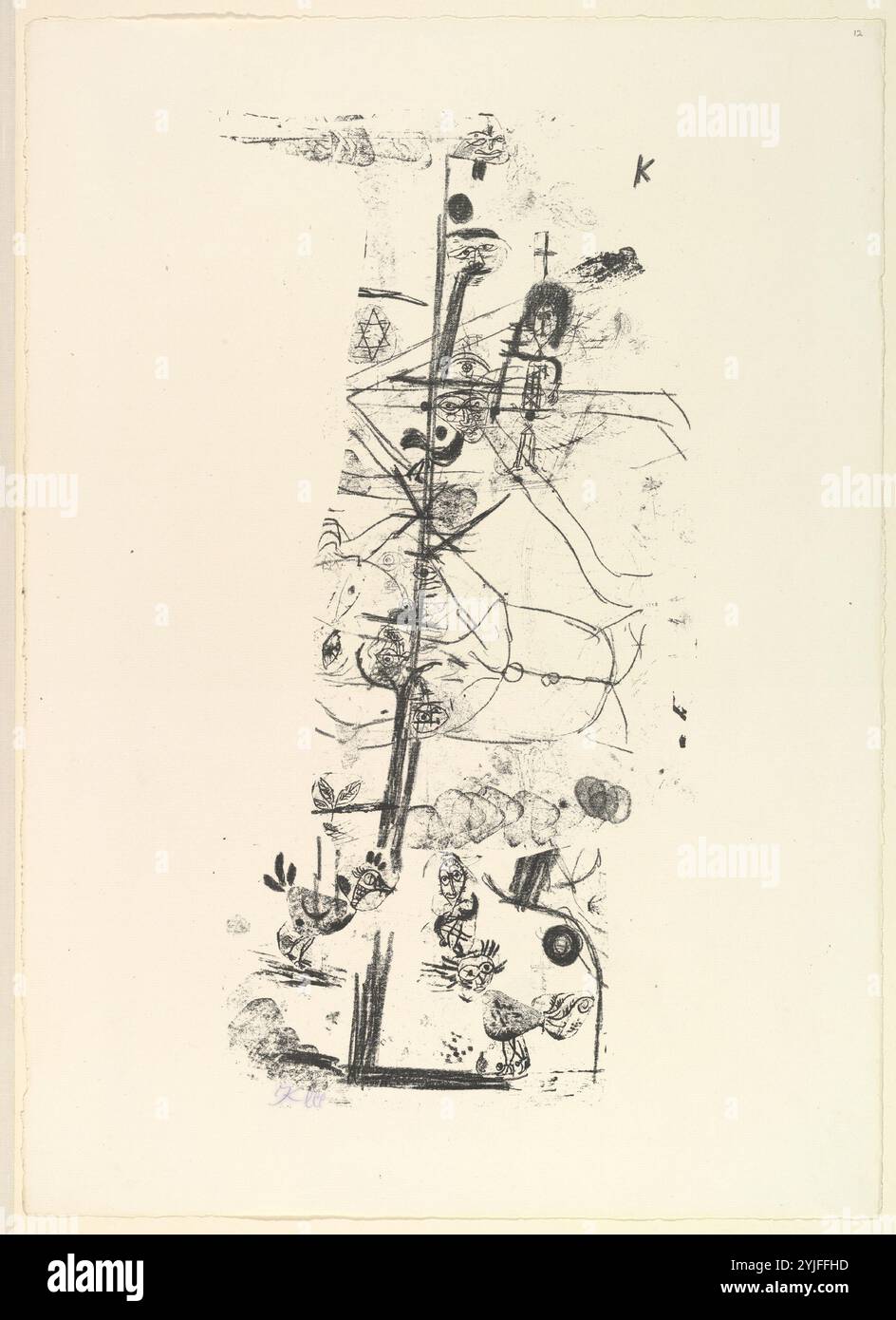 Vogel Komödie (Vogelkomödie). Artist: Paul Klee (Deutsch (Schweiz) geboren, Muralto-Locarno Münchenbuchsee 1879-1940). Maße: Blatt: 19 15/16 x 14 5/16 in. (50,6 x 36,4 cm). Drucker: Franz Seraph Hanfstaengl (Deutsch, Baiernrain 1804-1877 München). Serie/Portfolio: 25 original Lithographien des Neuen Münchner Sezession. Datum: 1918. Museum: Metropolitan Museum of Art, New York, USA. Stockfoto