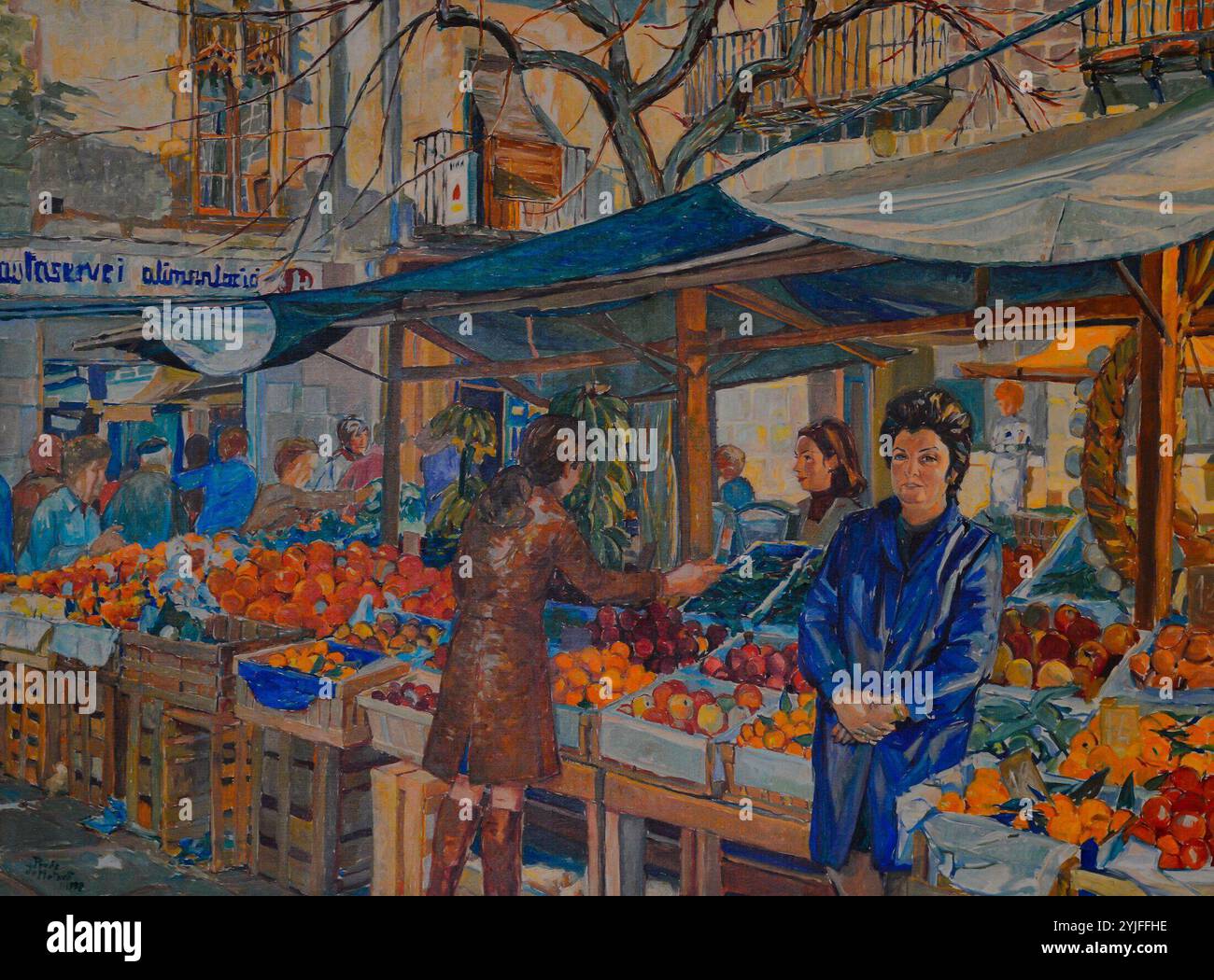 Joan Pares (Pares de Mataró) / "Die große Square", 20. Jahrhundert, Malerei. Stockfoto