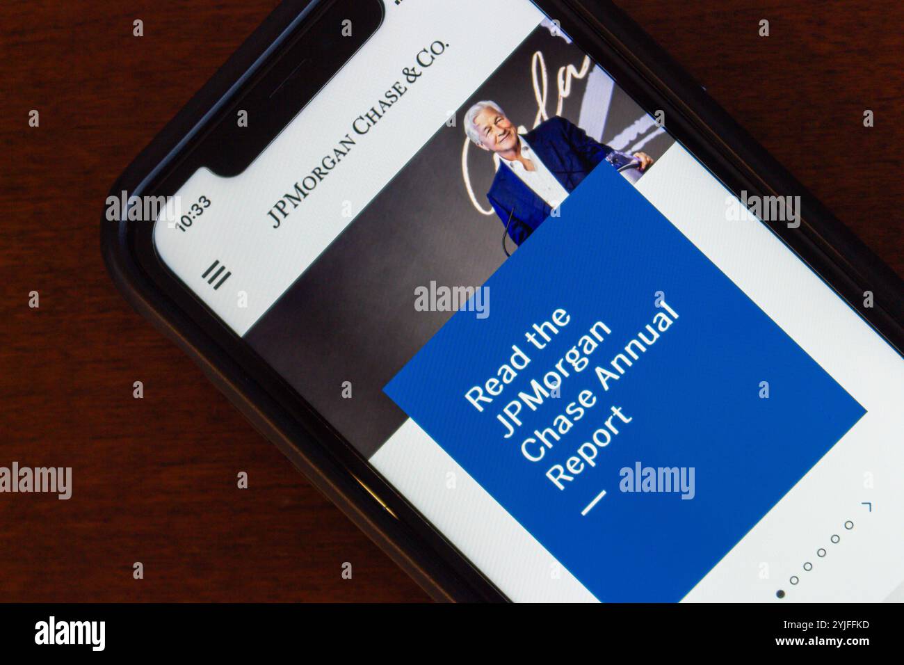 Website von JPMorgan Chase & Co. JPMorgan Chase & Co. Ist ein führendes multinationales US-Finanzdienstleistungsunternehmen mit Hauptsitz in New York City Stockfoto