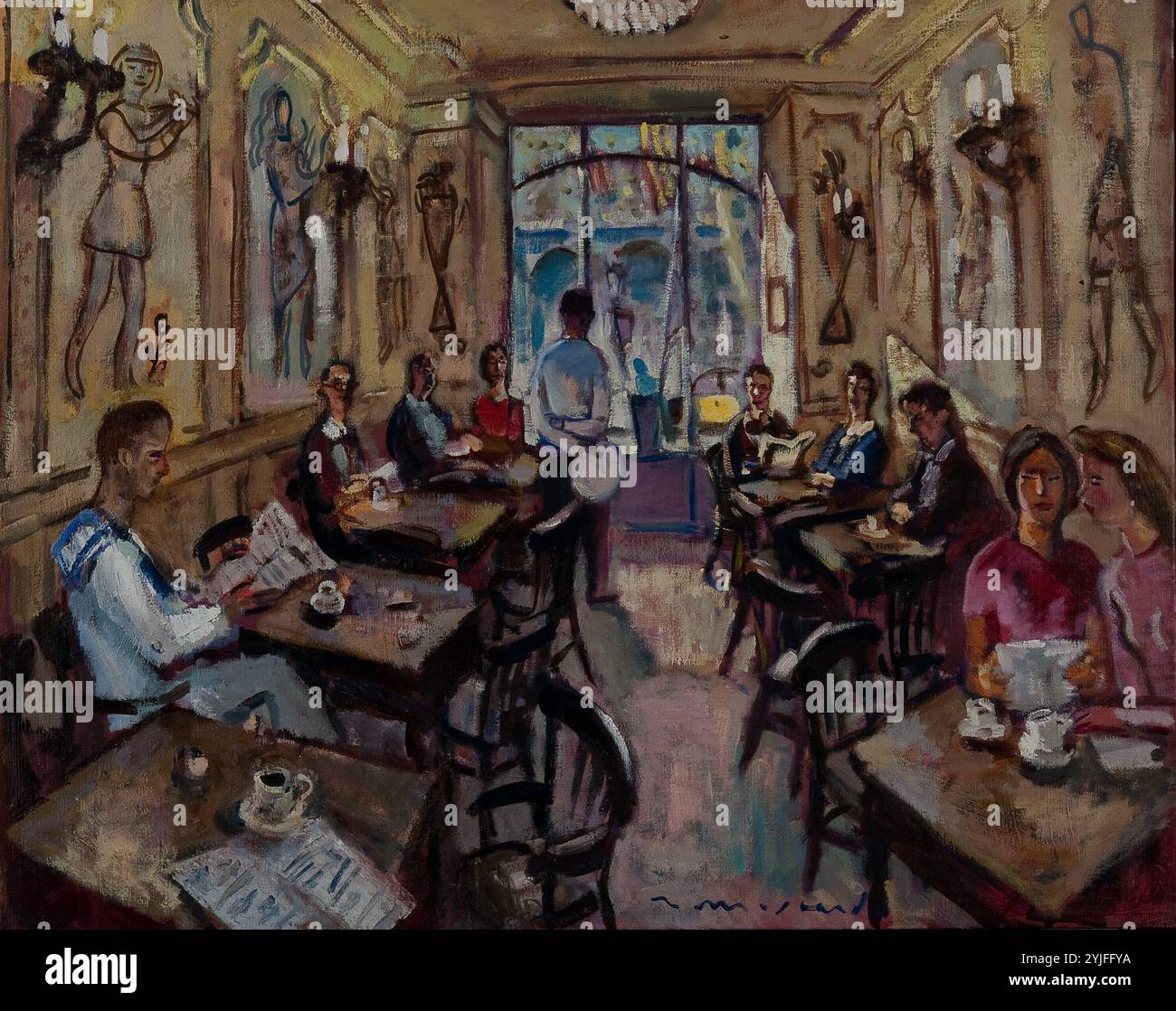 Ramon Moscardó/'Café de la Opera", 20. Jahrhundert, Malerei. Stockfoto