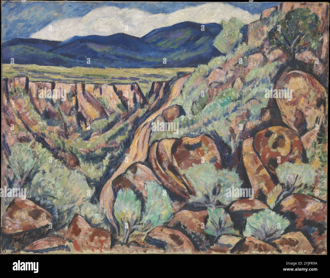 Landschaft, New Mexiko. Artist: Marsden Hartley (American, Lewiston, Maine 1877-1943 Ellsworth, Maine). Abmessungen: 27 1/8 x 34 7/8 in. (68,9 x 88,6 cm). Datum: 1919-20. Museum: Metropolitan Museum of Art, New York, USA. Stockfoto