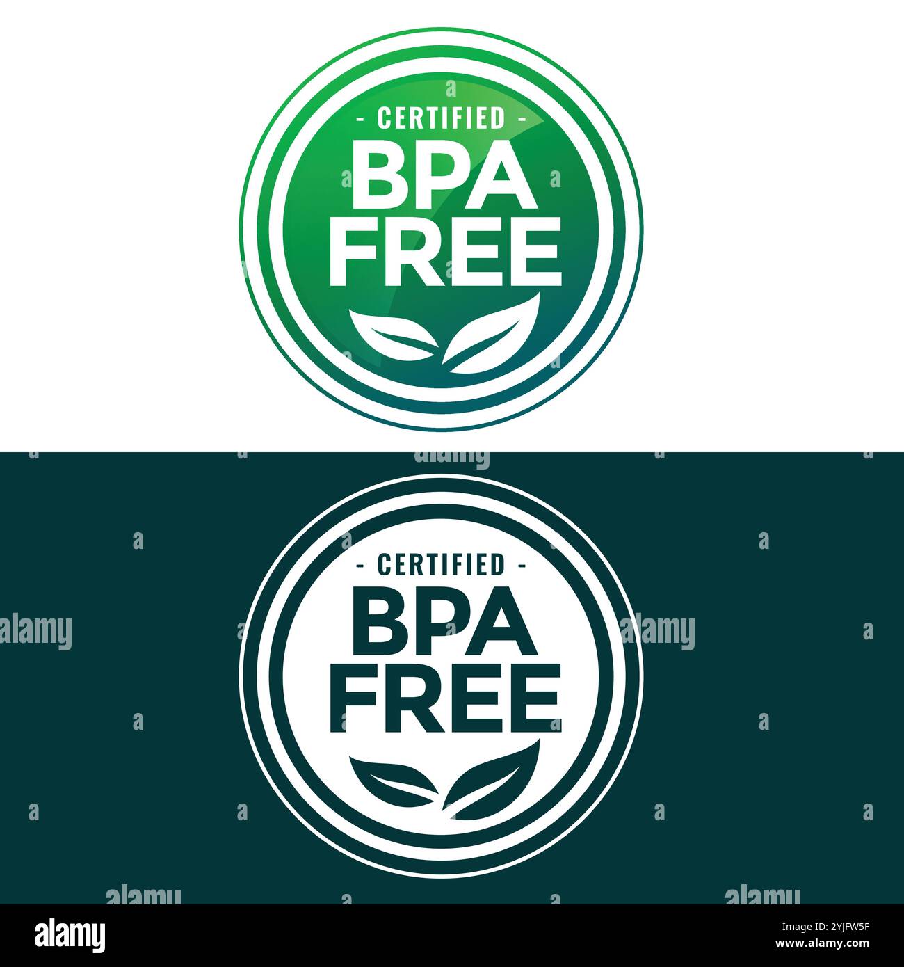 BPA-freie Label in Grün und flacher Stil Stock Vektor