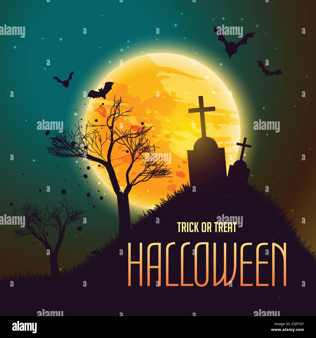 Halloween-Hintergrund mit Grab in aus des Mondes Stock Vektor