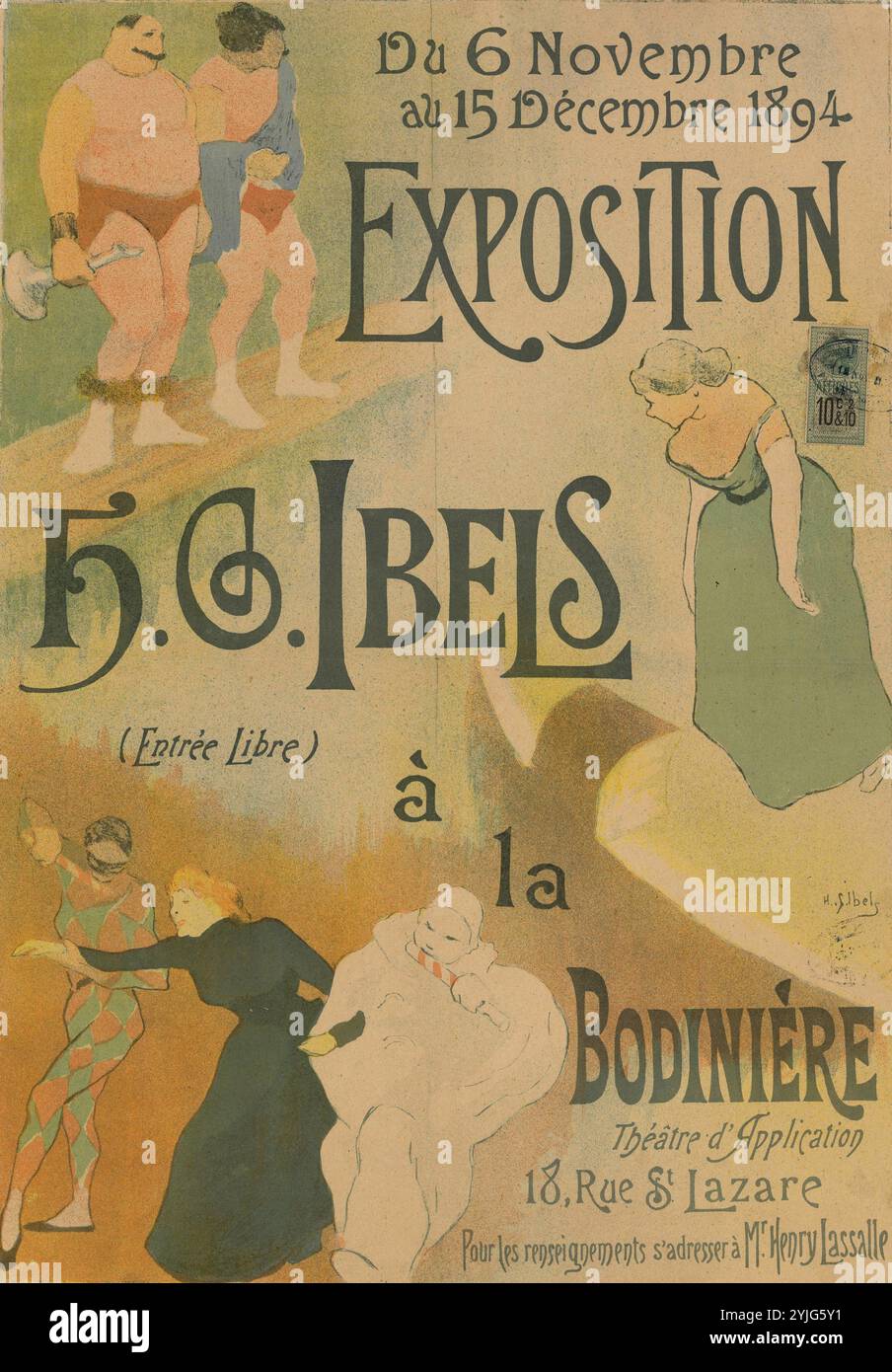 Poster für Henri Gabriel Ibels' ein-Mann-Show in La Bodinière (Théâtre d'Application, 6. November bis 15. Dezember 1894). Abmessungen: 58,5 cm x 41,5 cm, 57,4 cm x 40,5 cm, 55 cm x 38,4 cm. Museum: Van Gogh Museum, Amsterdam. AUTOR: HENRI GABRIEL IBELS. Stockfoto