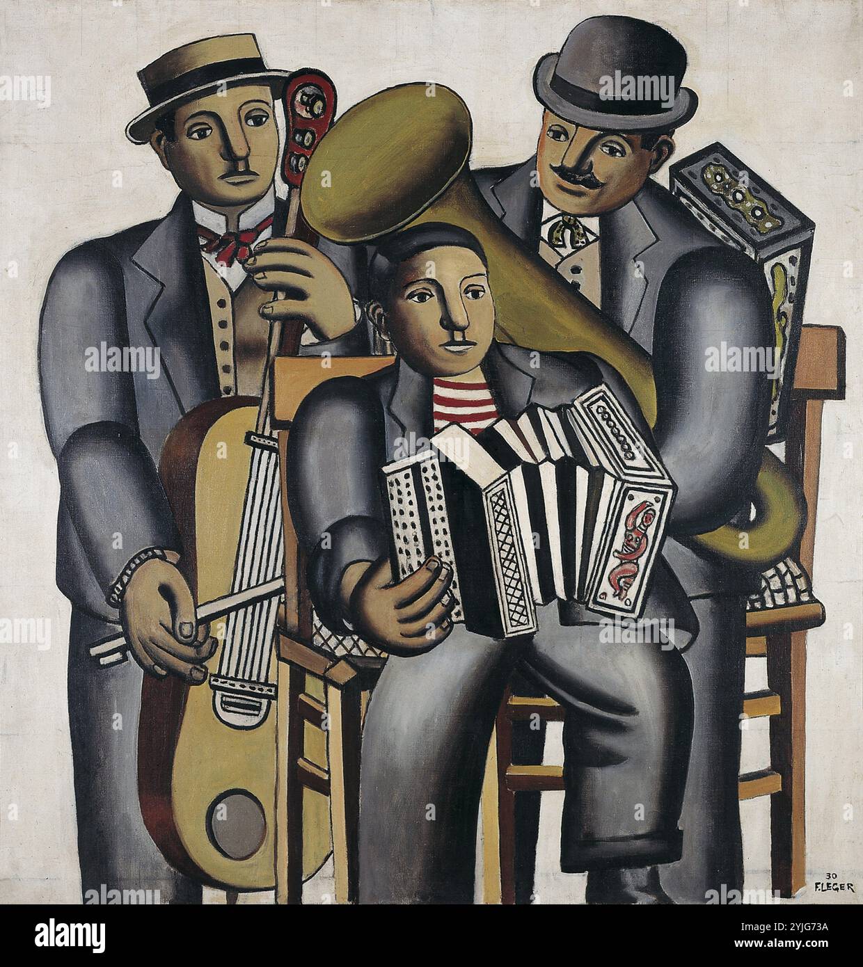 Les trois musiciens. Museum: Von der Heydt Museum, Wuppertal. Autor: FERNAND LEGER. Stockfoto