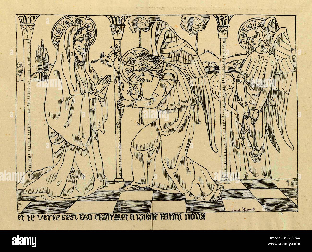 Die Verkündigung (L'Annonciation). Abmessungen: 55 cm x 75 cm, 40 cm x 54,5 cm. Museum: Van Gogh Museum, Amsterdam. Autor: EMILE BERNARD. Stockfoto