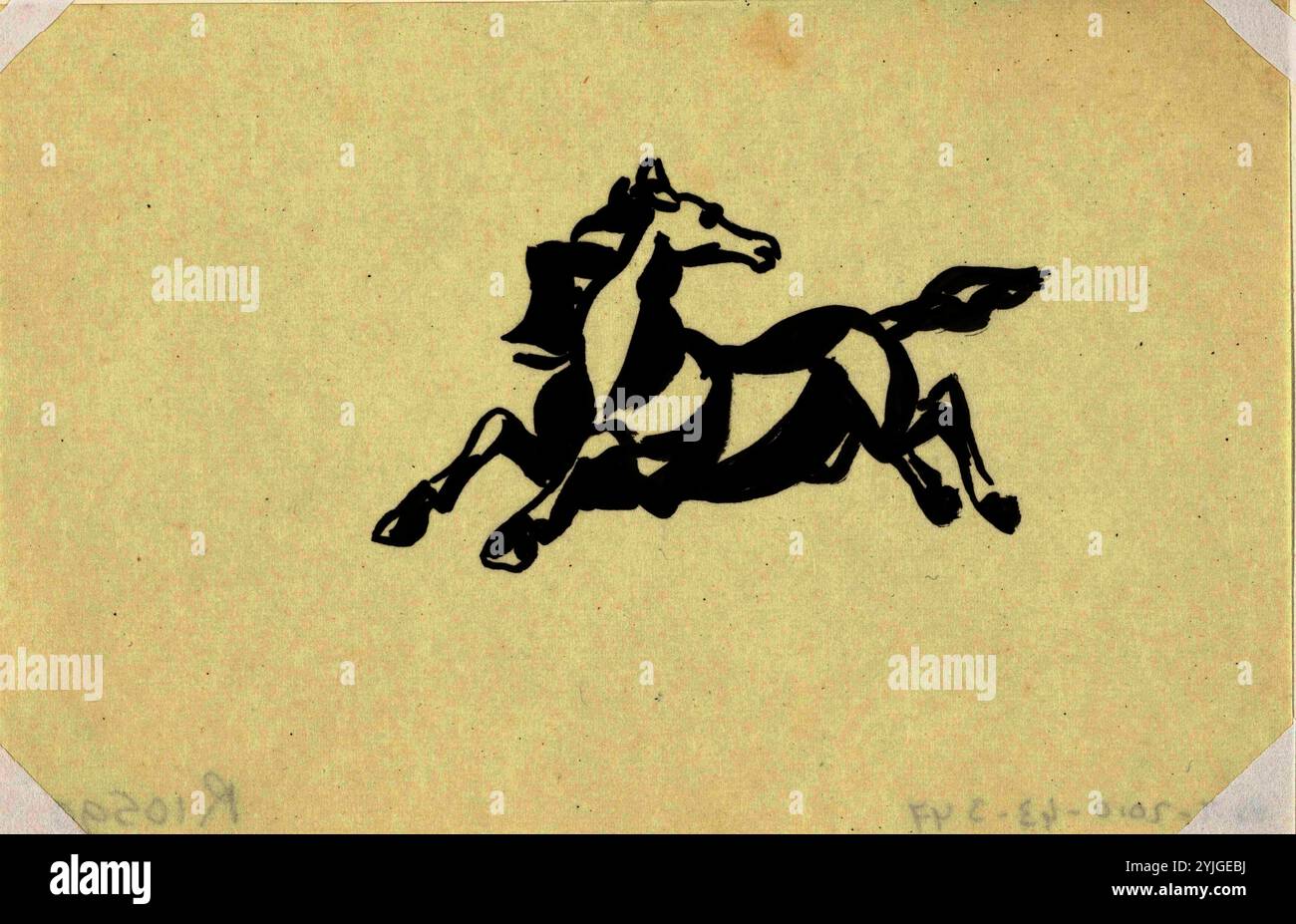 Springendes Pferd mit dem Kopf nach hinten. Untitled Pferd. Verfasser der Stellungnahme: Leo Gestel. Dating: 1937. Maße: H 100 mm x B 155 mm. Museum: Rijksmuseum, Amsterdam. Stockfoto