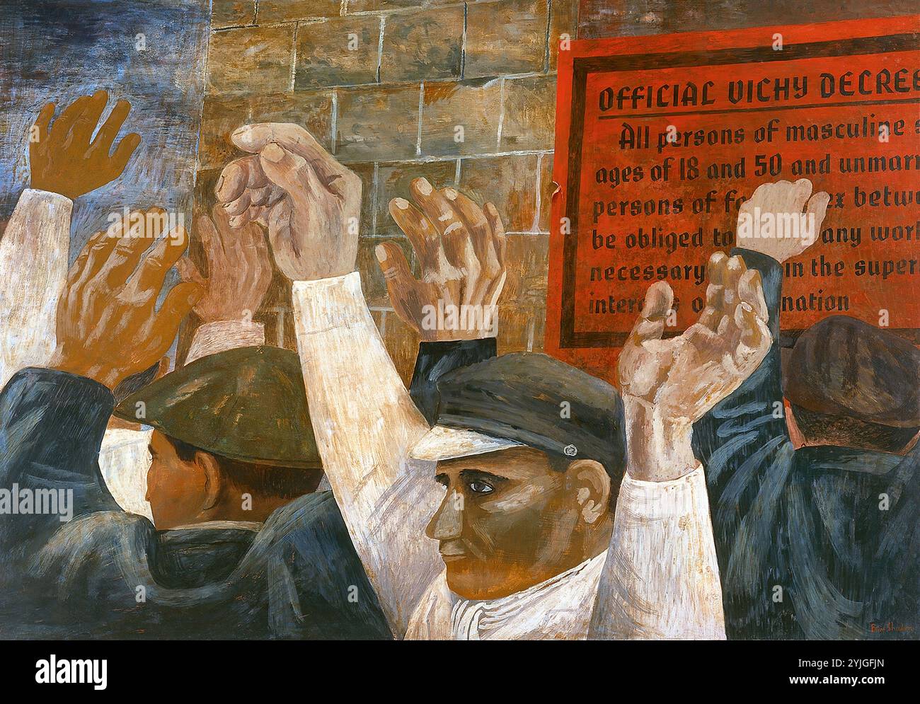 Ben Shahn (Kovno, 1898 - New York, 1969). Die französischen Arbeiter (1942). Tempera auf Karton. 101,6 x 144,8 cm. Museum: Museo Nacional Thyssen-Bornemisza, Madrid. Stockfoto