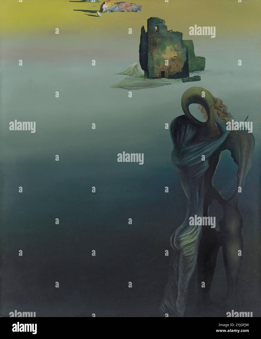 Salvador Dalí (Figueras, 1904-1989). Gradiva entdeckt die Anthropomorphen Ruinen (Retrospektive Fantasy) (1932). Öl auf Leinwand. 65 x 54 cm. Museum: Museo Nacional Thyssen-Bornemisza, Madrid. Stockfoto