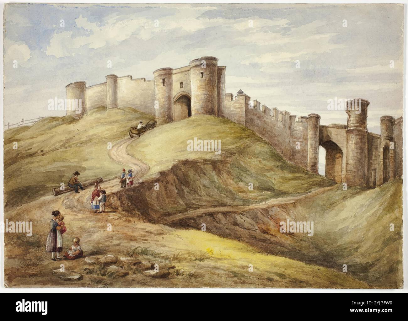 Scarborough Castle. Elizabeth Murray; Englisch, ca. 1815-1882. Datum: 1854. Abmessungen: 258 mm x 362 mm. Aquarell über Spuren von Graphit auf elfenbeinfarbenem Webpapier. Herkunft: England. Museum: Chicago Art Institute, FLORENCIA, USA. Stockfoto