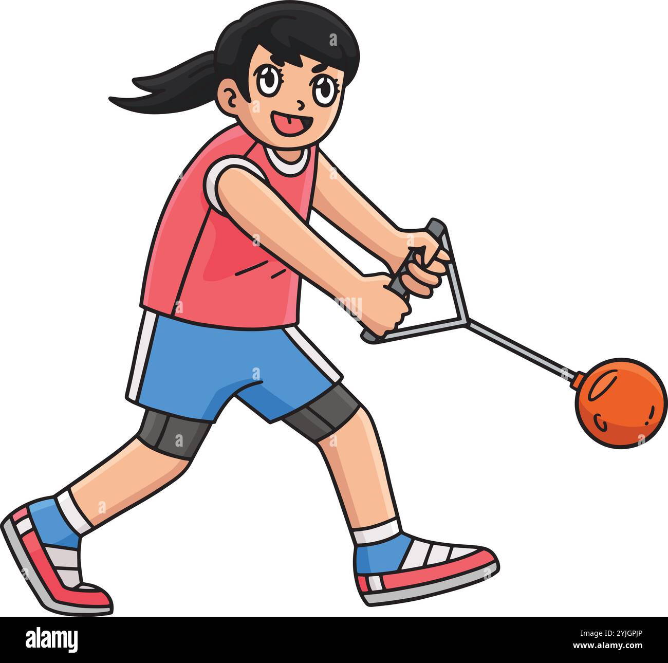 Track and Field Female in A Hammer Throw Clipart Stock Vektor