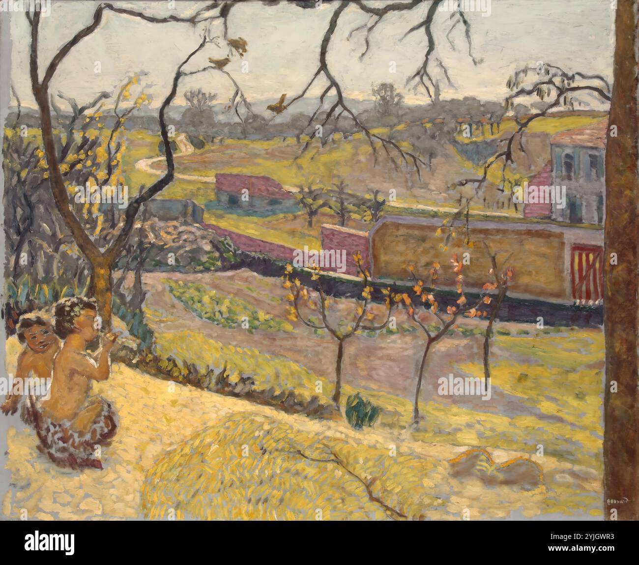 "Frühen Frühling. Wenig Faune". Frankreich, 1909. Abmessungen: 102,5 x 125 cm. Museum: Staatliche Eremitage, St. Petersburg. Autor: Pierre Bonnard. Stockfoto