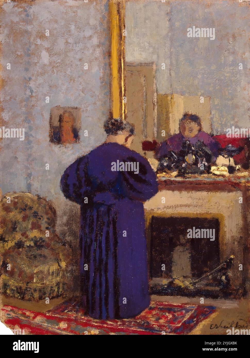 "Madame Vuillard am Kamin". Frankreich, Ca. 1895. Abmessungen: 29,5x23,5 cm. Museum: Staatliche Eremitage, St. Petersburg. Autor: Jean Edouard Vuillard. Stockfoto