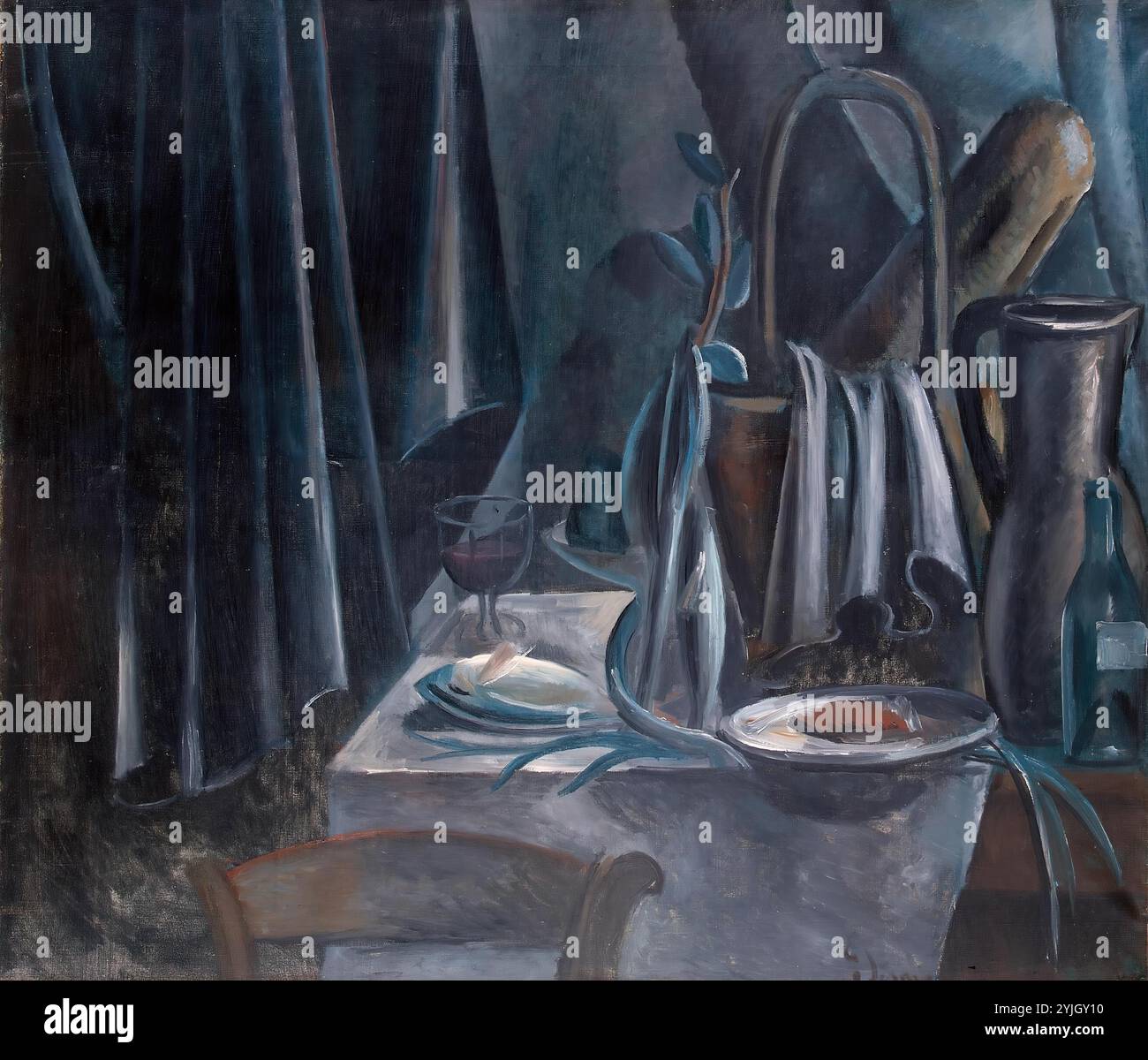„Stillleben. Brotkorb und Rotwein". Frankreich, Ca. 1913. Abmessungen: 100,5x118 cm. Museum: Staatliche Eremitage, St. Petersburg. Autor: ANDRE DERAIN. Stockfoto